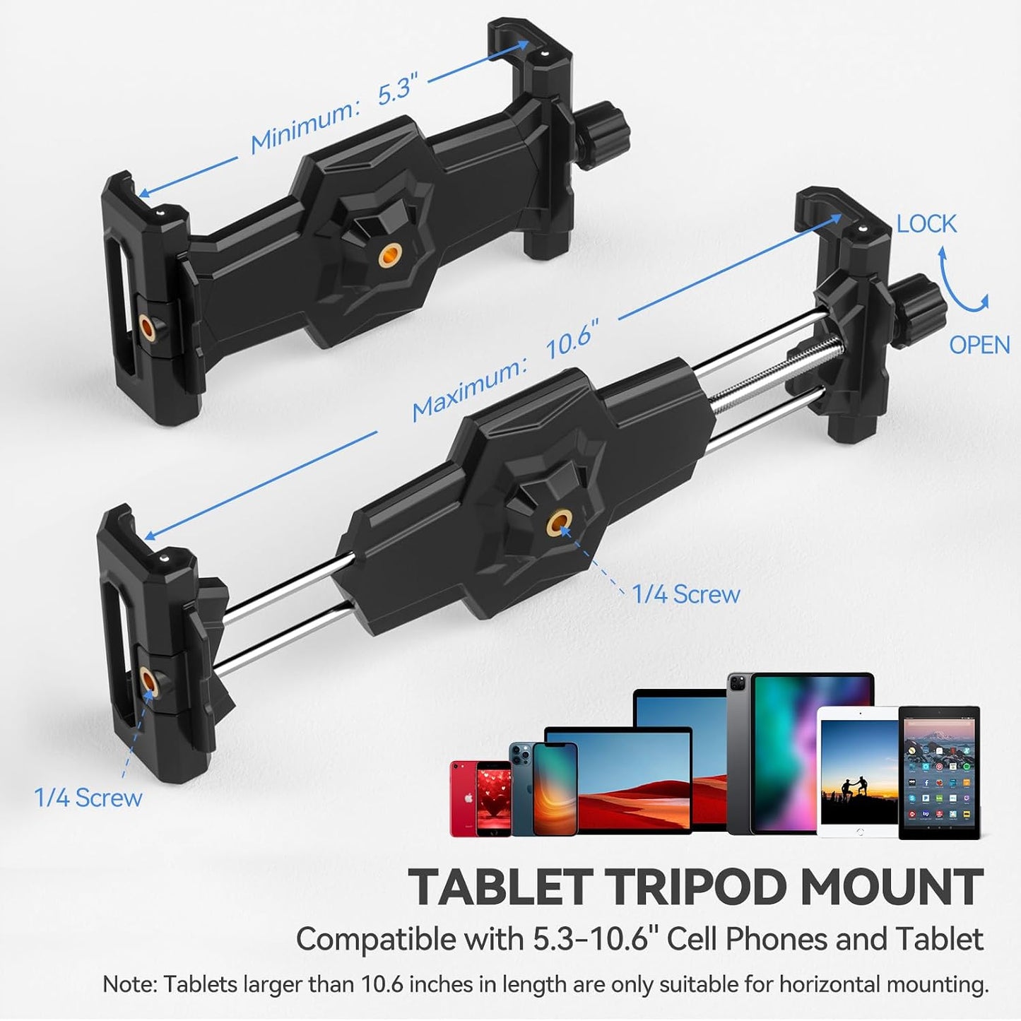KDD Black Tripod Mount Adapter with Ball Head for Tablet Holder DEMO