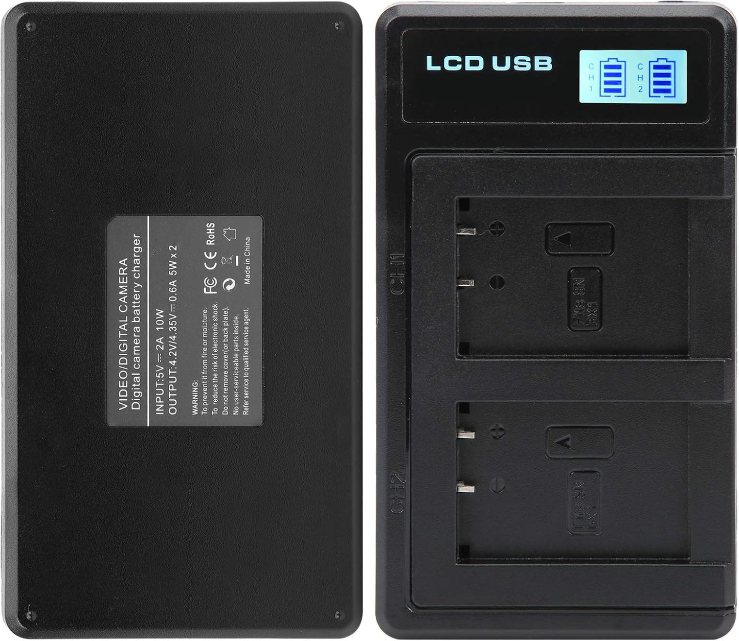 Dual LCD Digital Camera Battery Charger Portable Black for DSLR Cameras DEMO