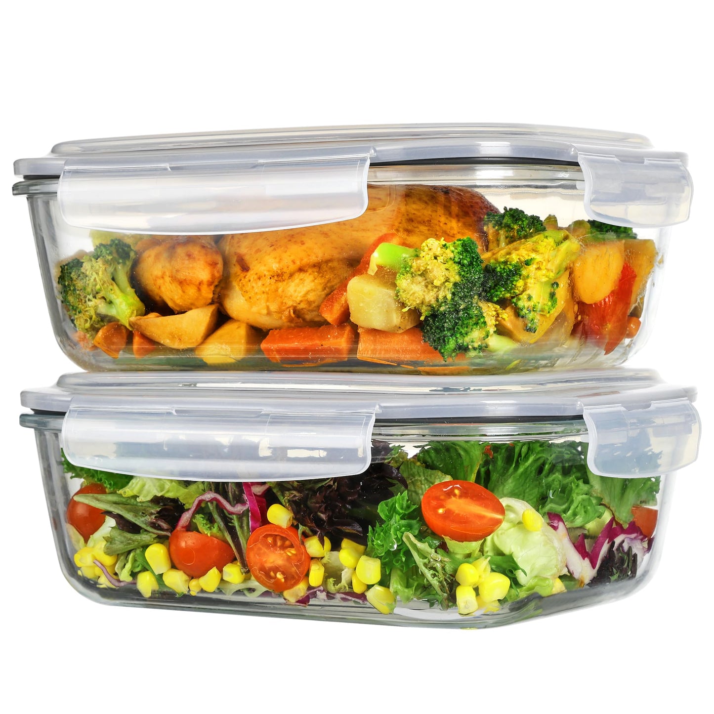 Vtopmart Large 2260ml Glass Food Storage Container Sets with Lids Grey Size NEW