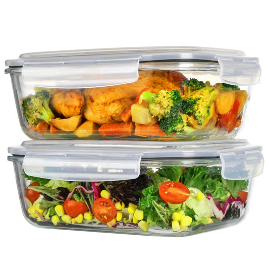 Vtopmart Large 2260ml Glass Food Storage Container Sets with Lids Grey Size NEW