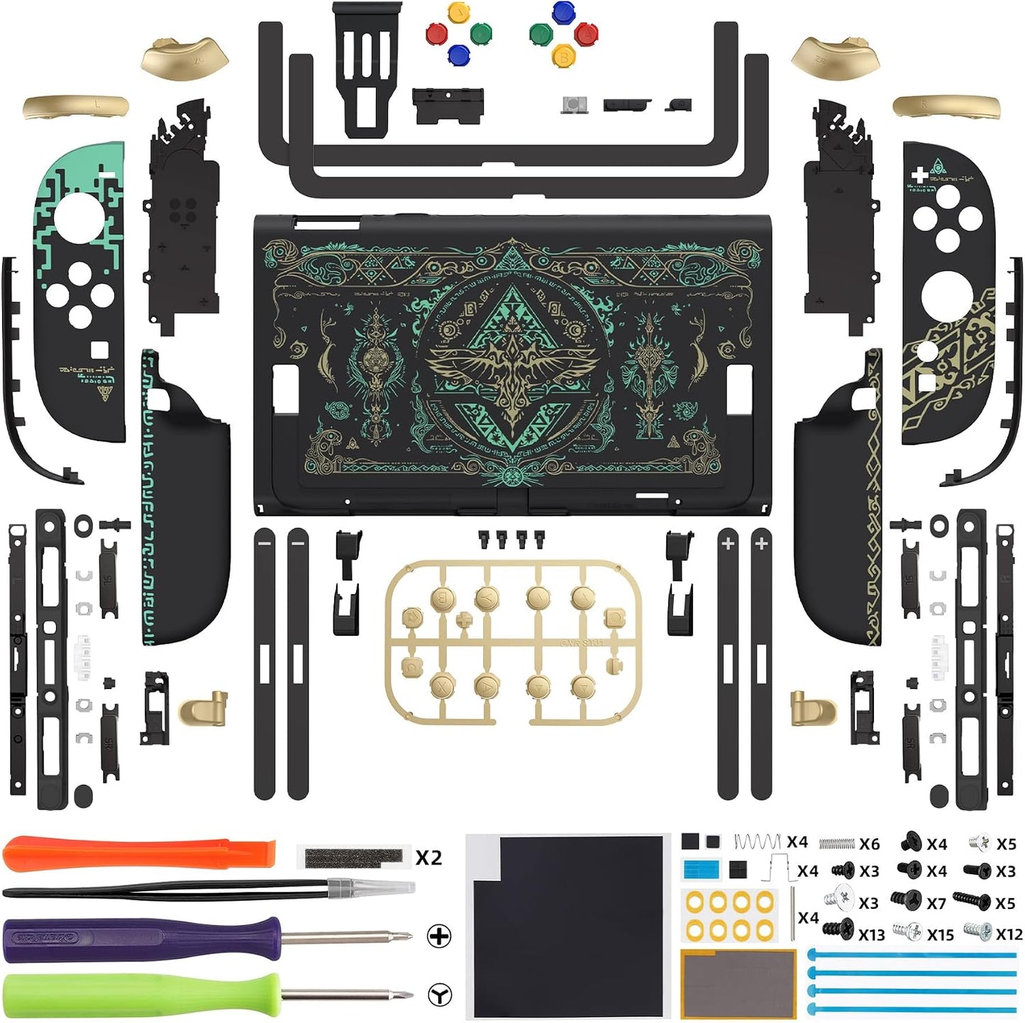 eXtremeRate Glow Gaming Accessories in Dark Black Totem Replacement DEMO