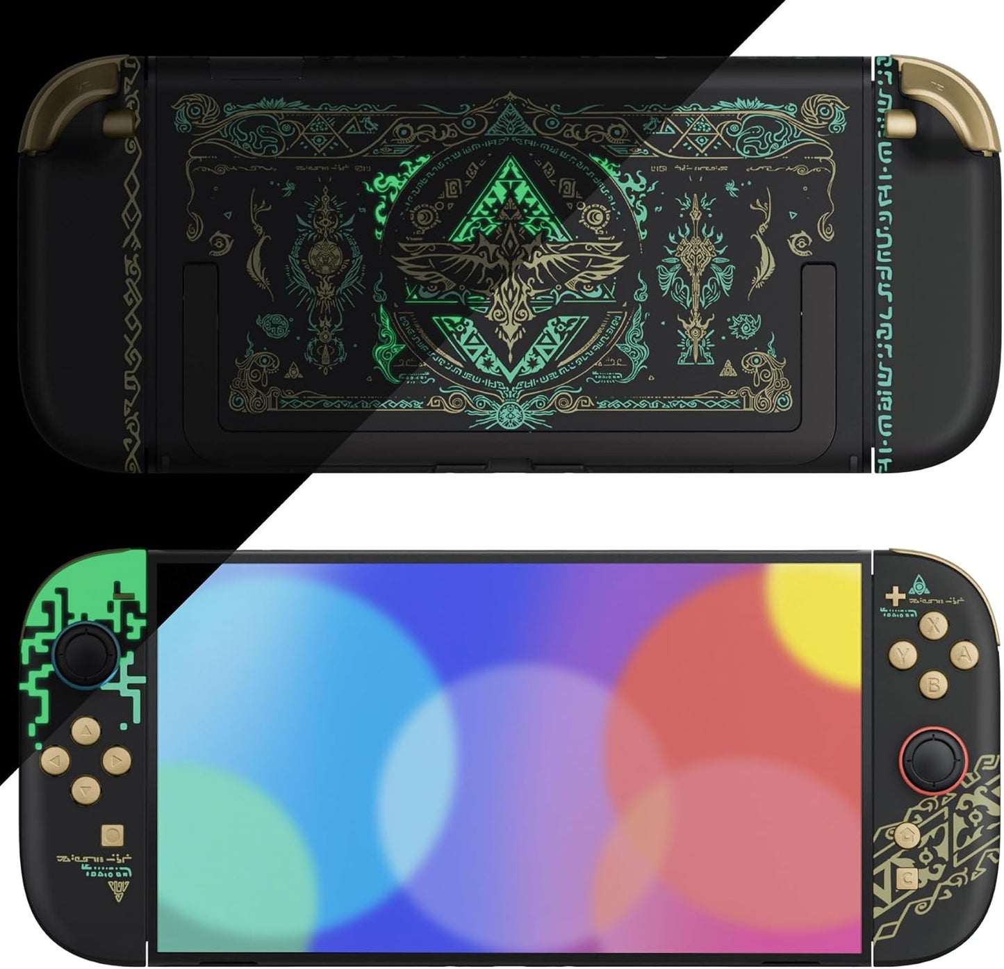eXtremeRate Glow Gaming Accessories in Dark Black Totem Replacement DEMO
