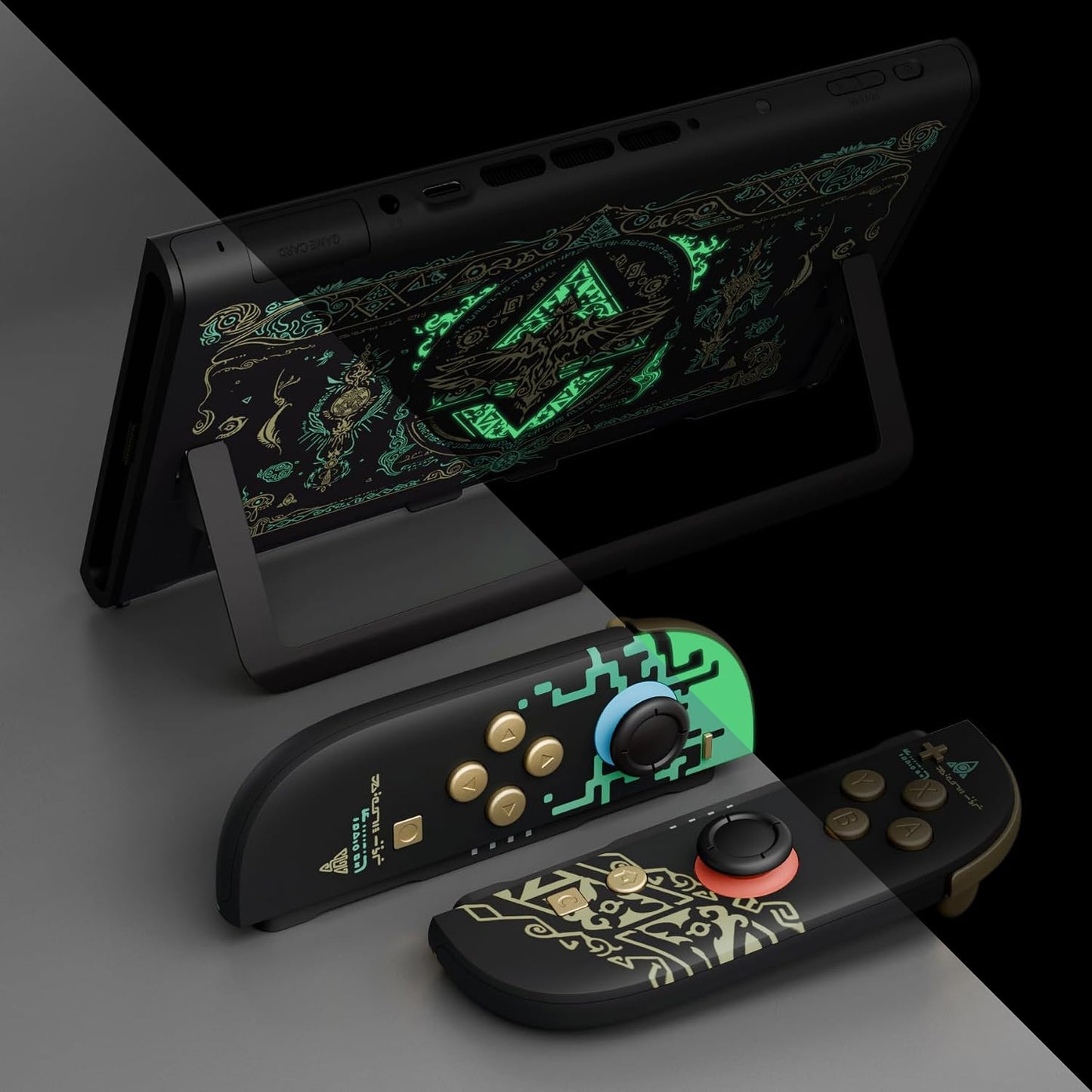 eXtremeRate Glow Gaming Accessories in Dark Black Totem Replacement DEMO