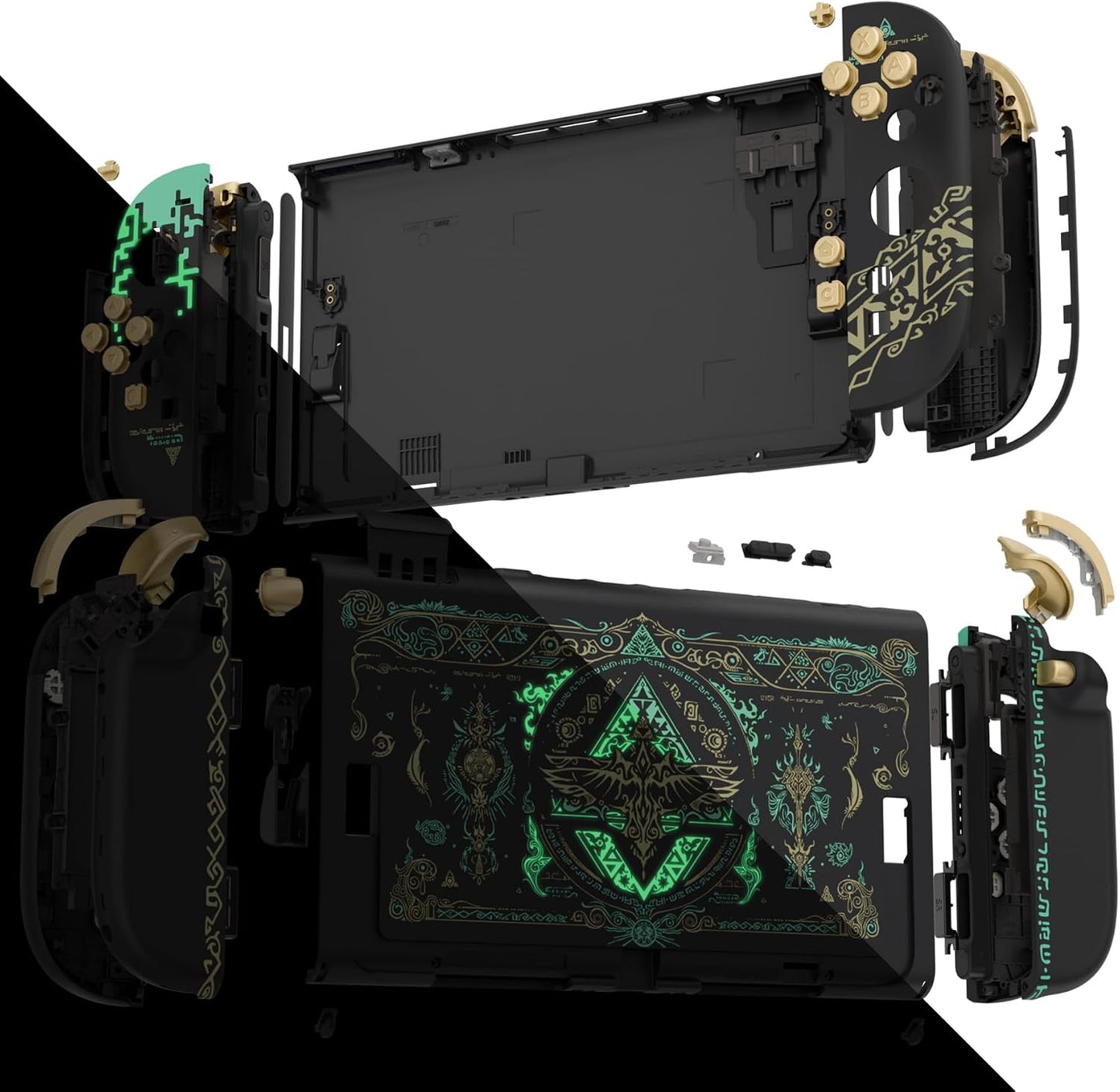 eXtremeRate Glow Gaming Accessories in Dark Black Totem Replacement DEMO
