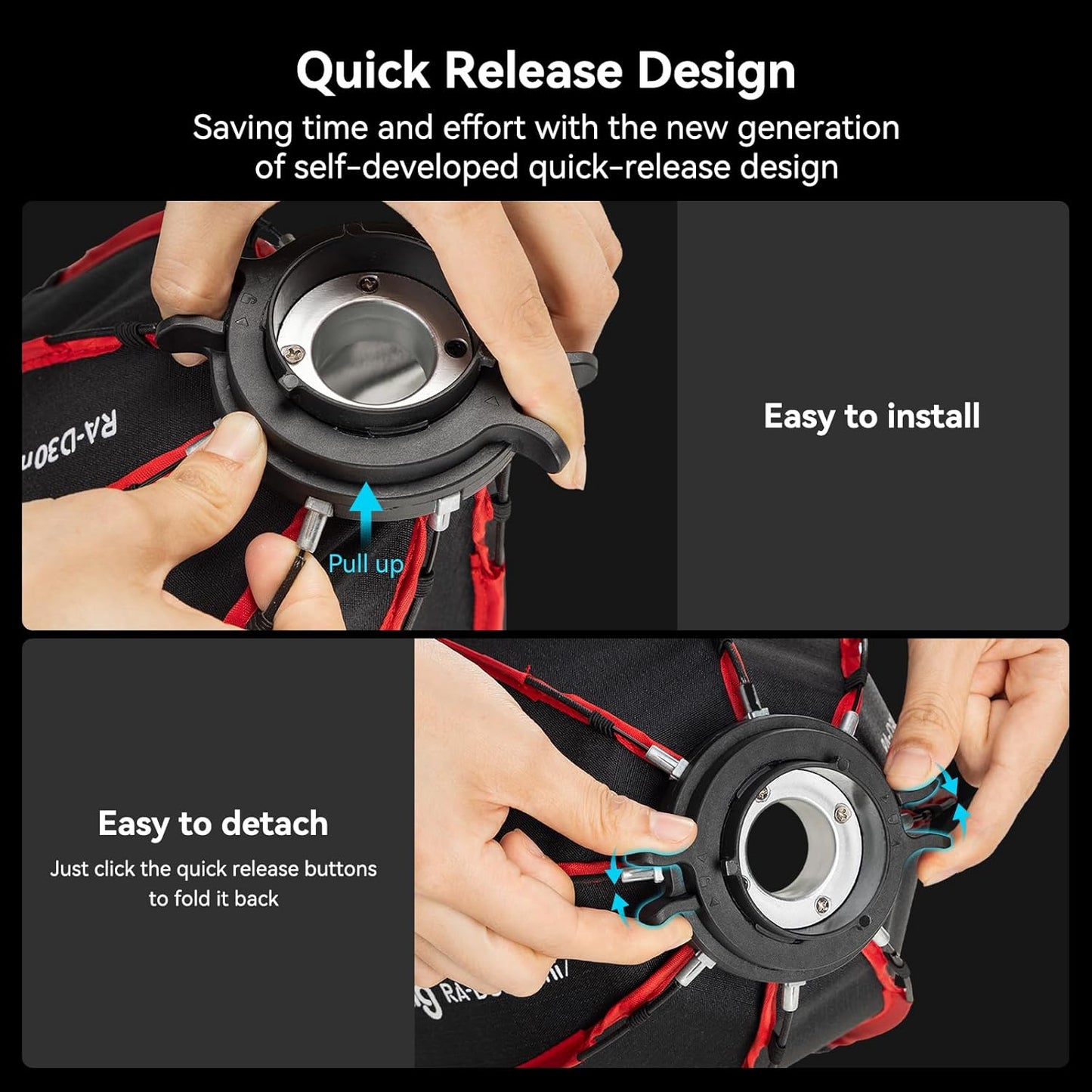 SMALLRIG Mini Parabolic Soft Box with Quick Release, Black & Red, for NEW
