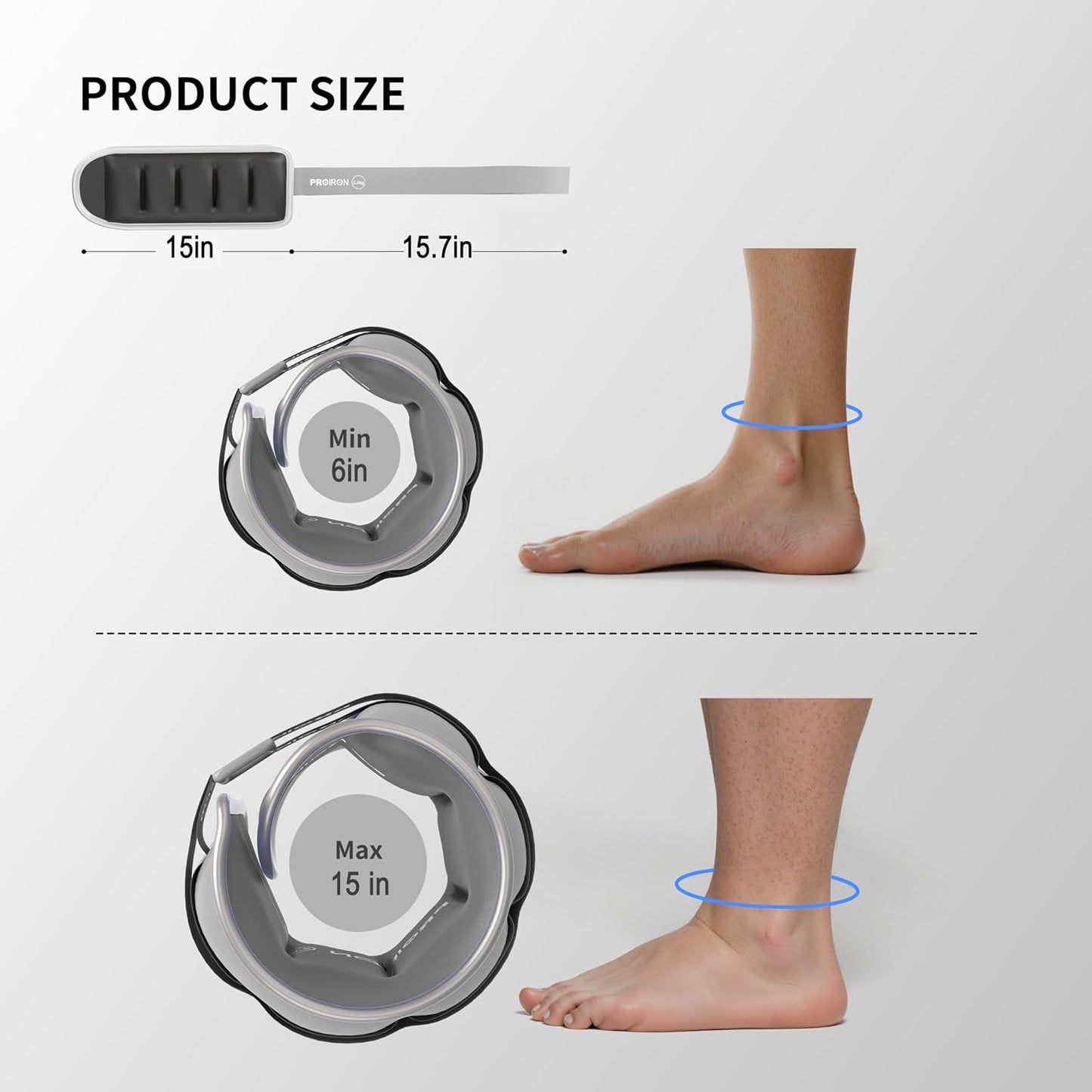 PROIRON Adjustable 3.3 lb Wrist & Ankle Weights for Fitness Gym Grey 2.5kg NEW
