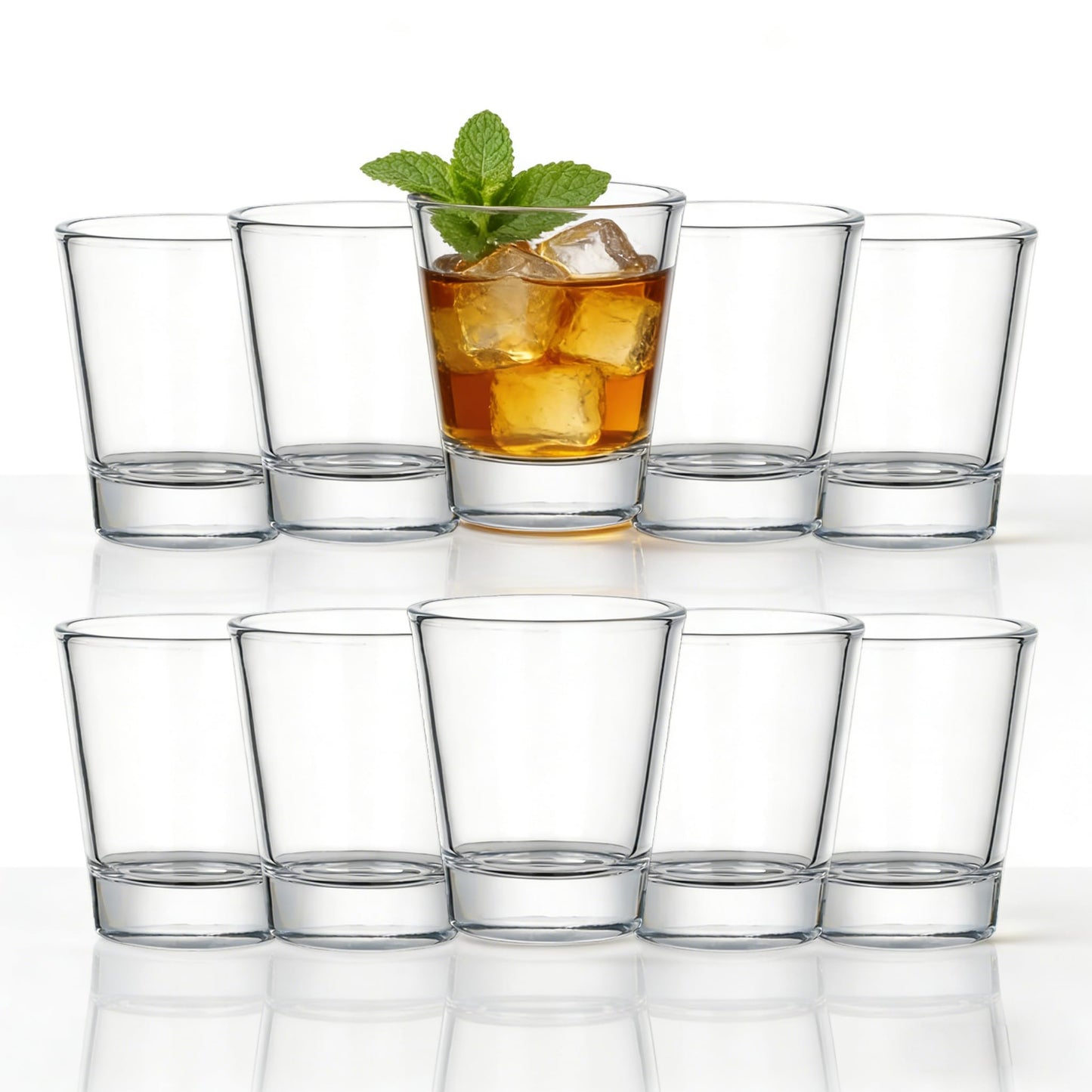 Clear Shot Glasses Set of 10 Heavy Base for Parties and Bars Size 10pcs NEW