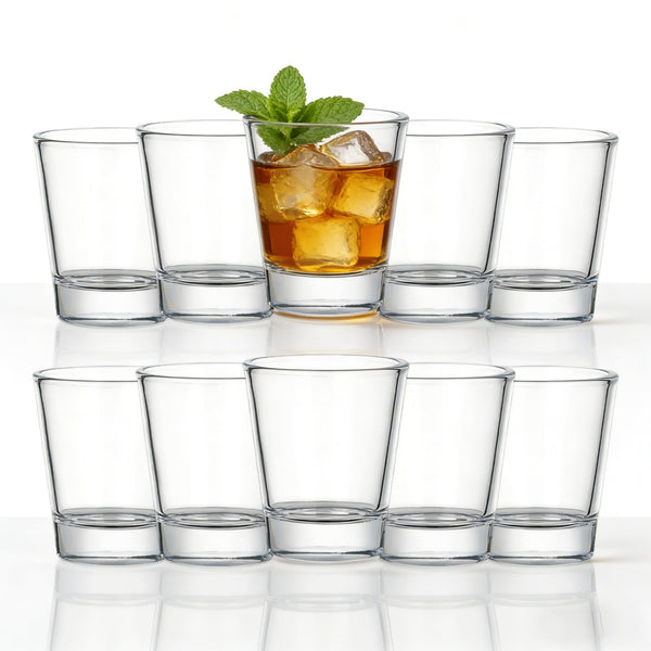 Clear Shot Glasses Set of 10 Heavy Base for Parties and Bars Size 10pcs NEW