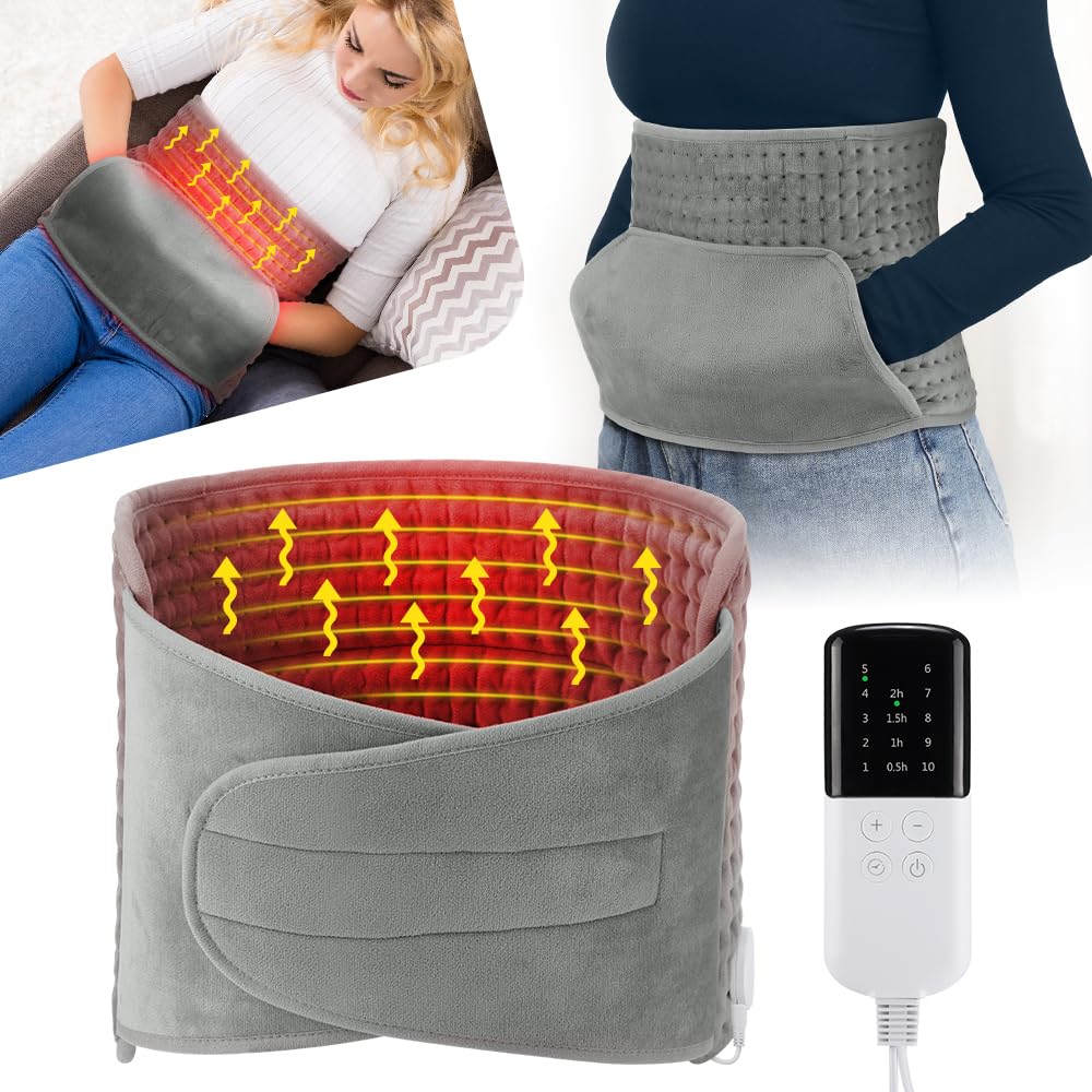 Necomi Electric Heating Pad for Back and Neck Pain Relief Plush Grey Size NEW