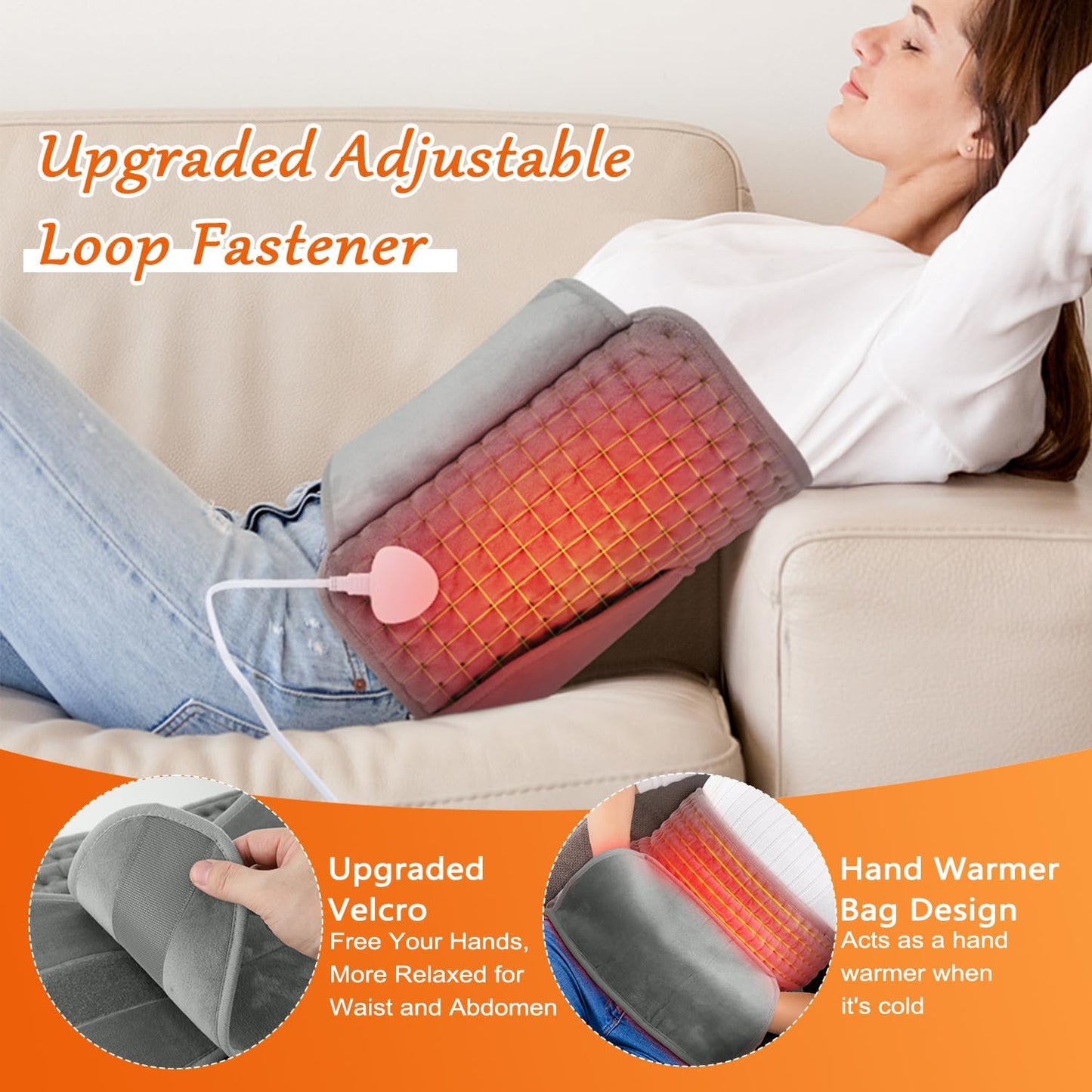 Necomi Electric Heating Pad for Back and Neck Pain Relief Plush Grey Size NEW
