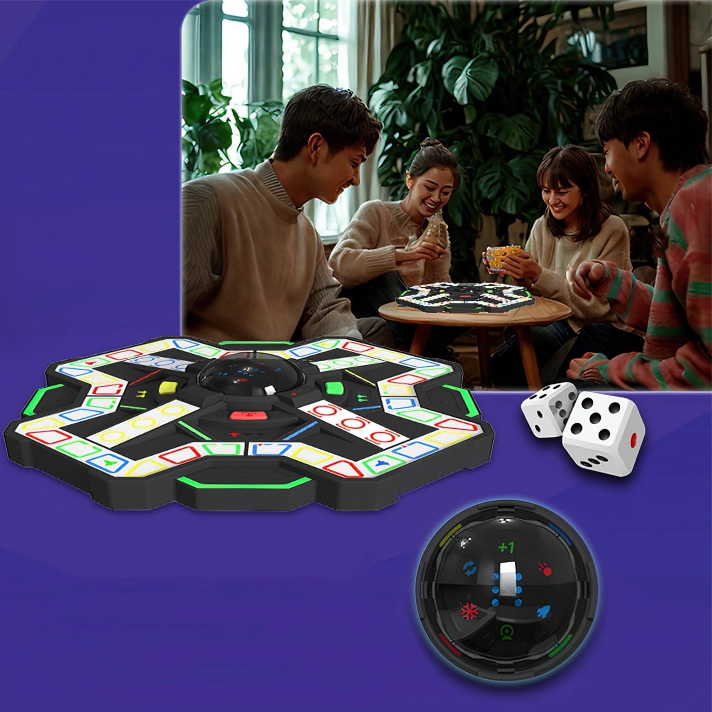 Multicolored Star-Themed Electronic Chess Board Game with Lights, 25 cm NEW
