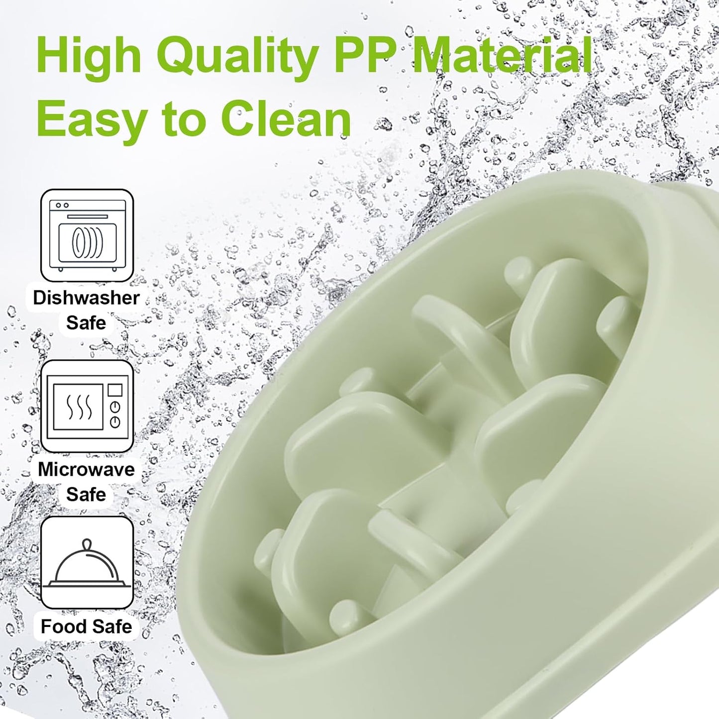 Happy Hunting Light Green Polypropylene Slow Feeding Pet Bowls for Dogs & NEW