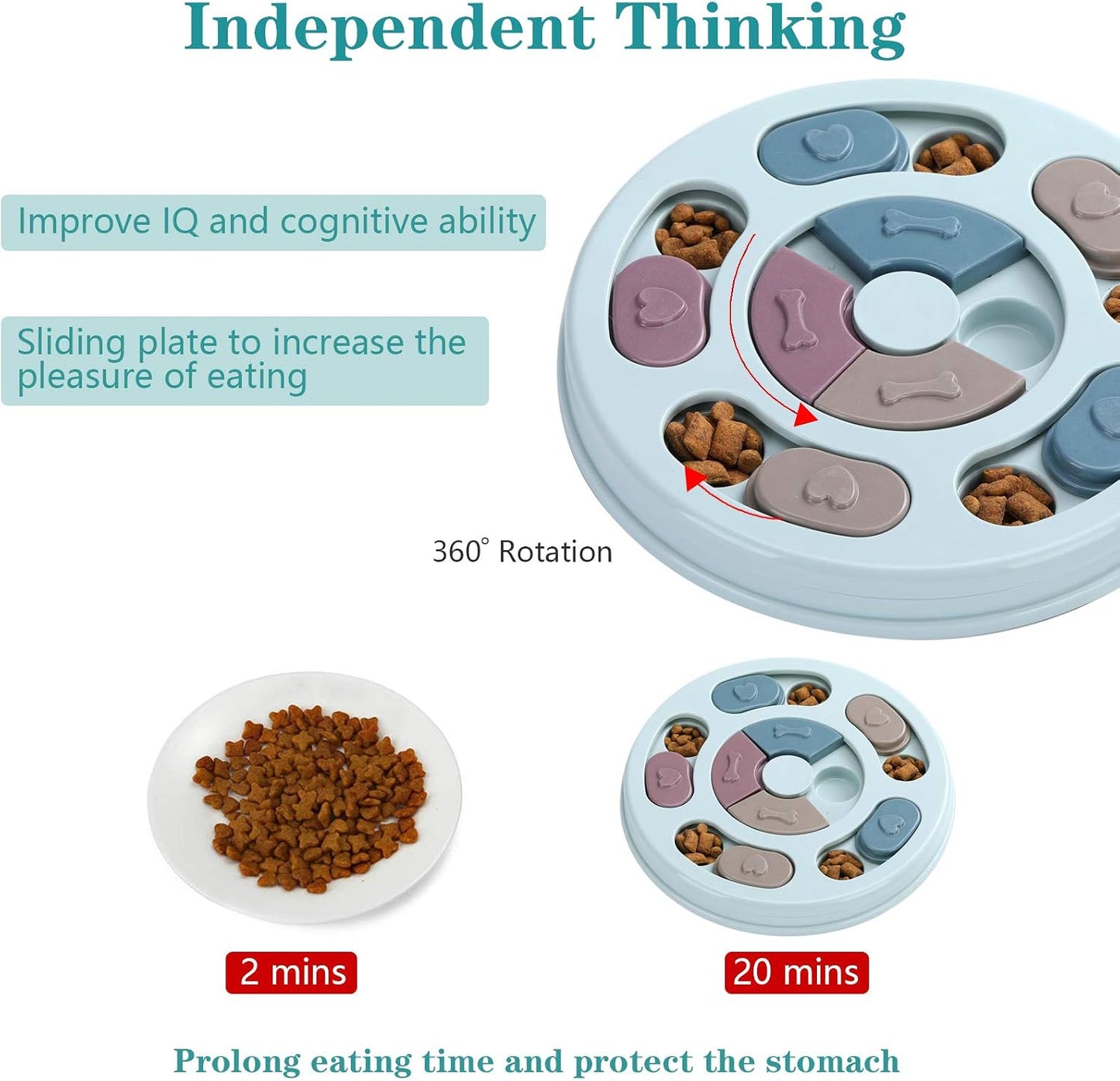 Engaging Blue Pet Bowls Interactive Dog Puzzle Toy for IQ Training & Mental NEW