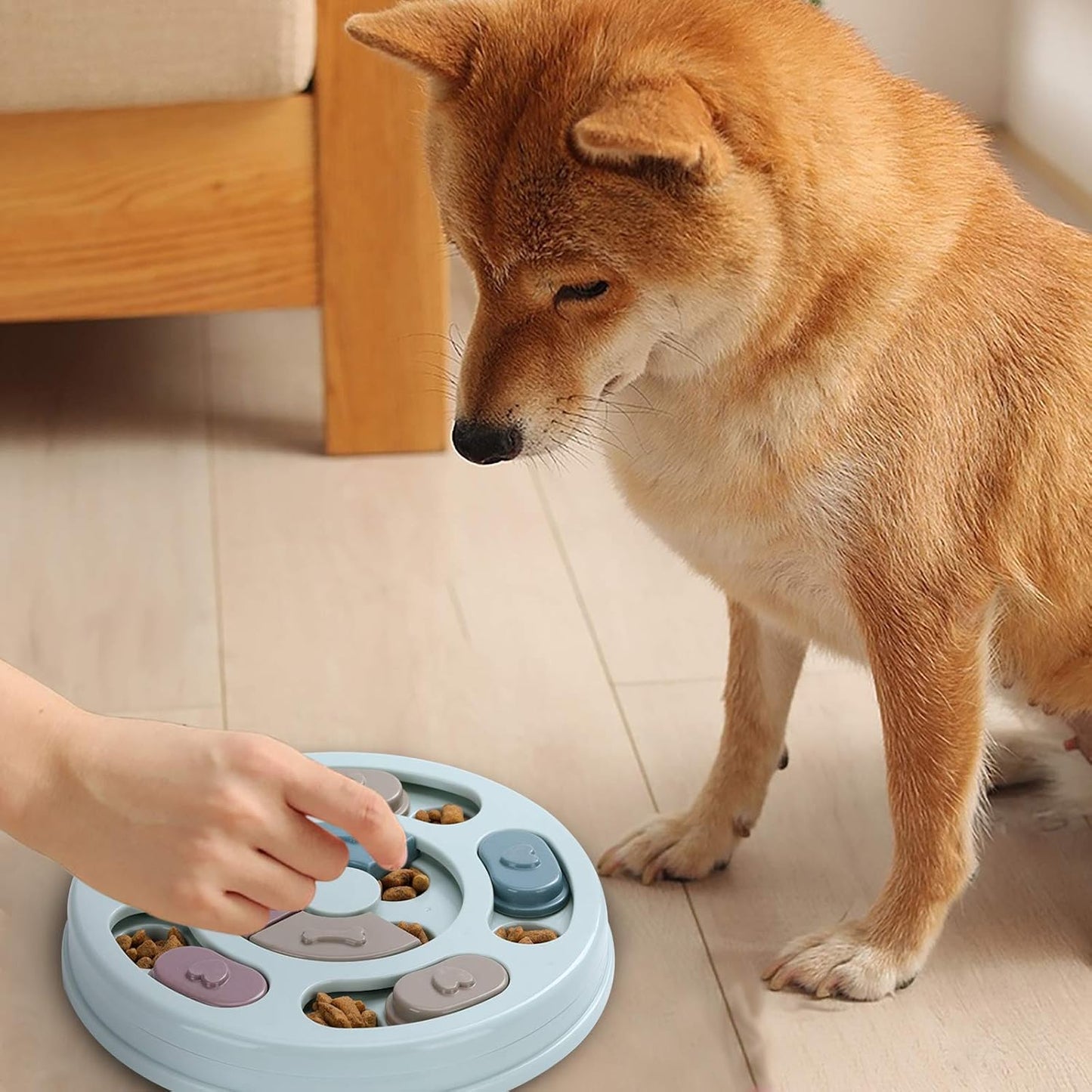 Engaging Blue Pet Bowls Interactive Dog Puzzle Toy for IQ Training & Mental NEW