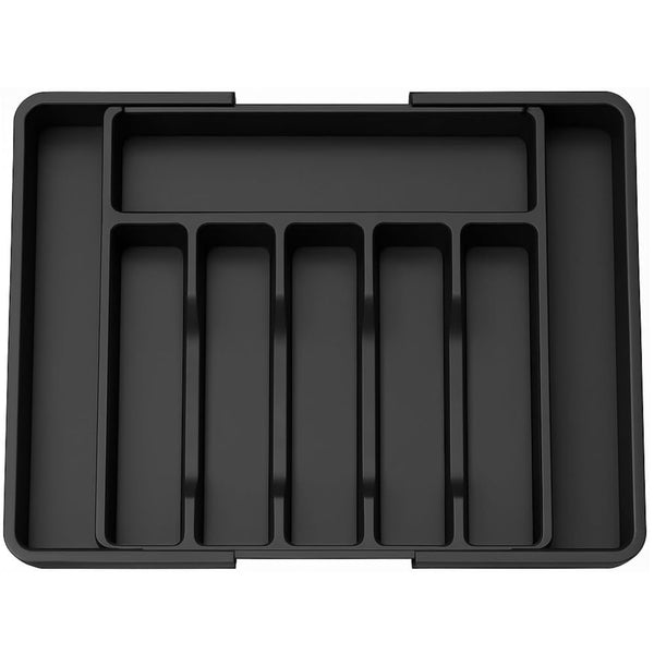 Expandable Adjustable Cutlery Drawer Organizer Large Kitchen Storage Black NEW