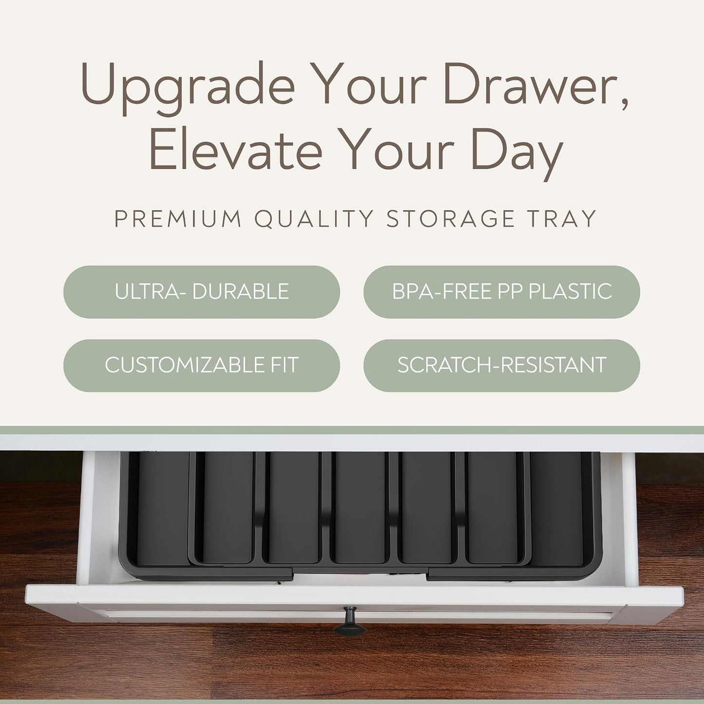 Expandable Adjustable Cutlery Drawer Organizer Large Kitchen Storage Black NEW
