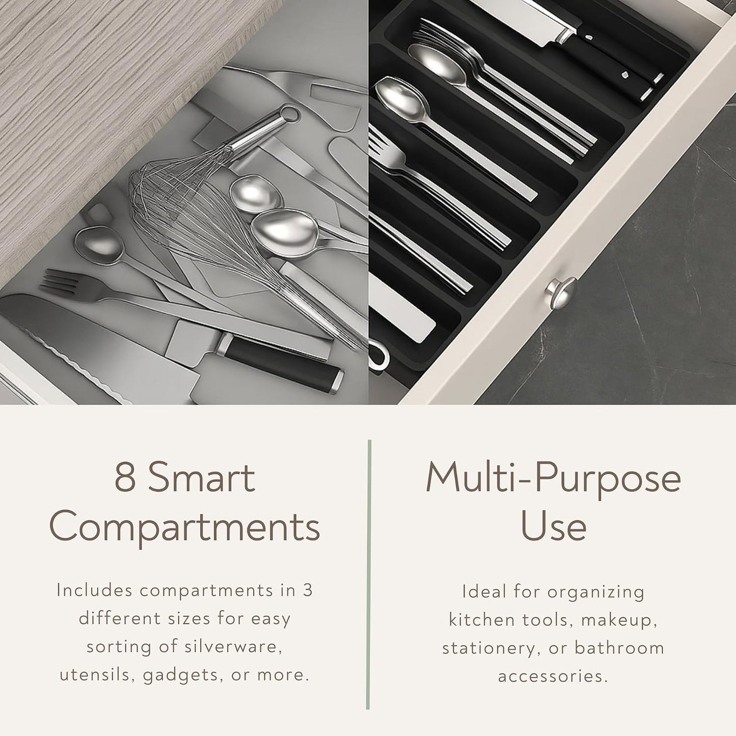 Expandable Adjustable Cutlery Drawer Organizer Large Kitchen Storage Black NEW