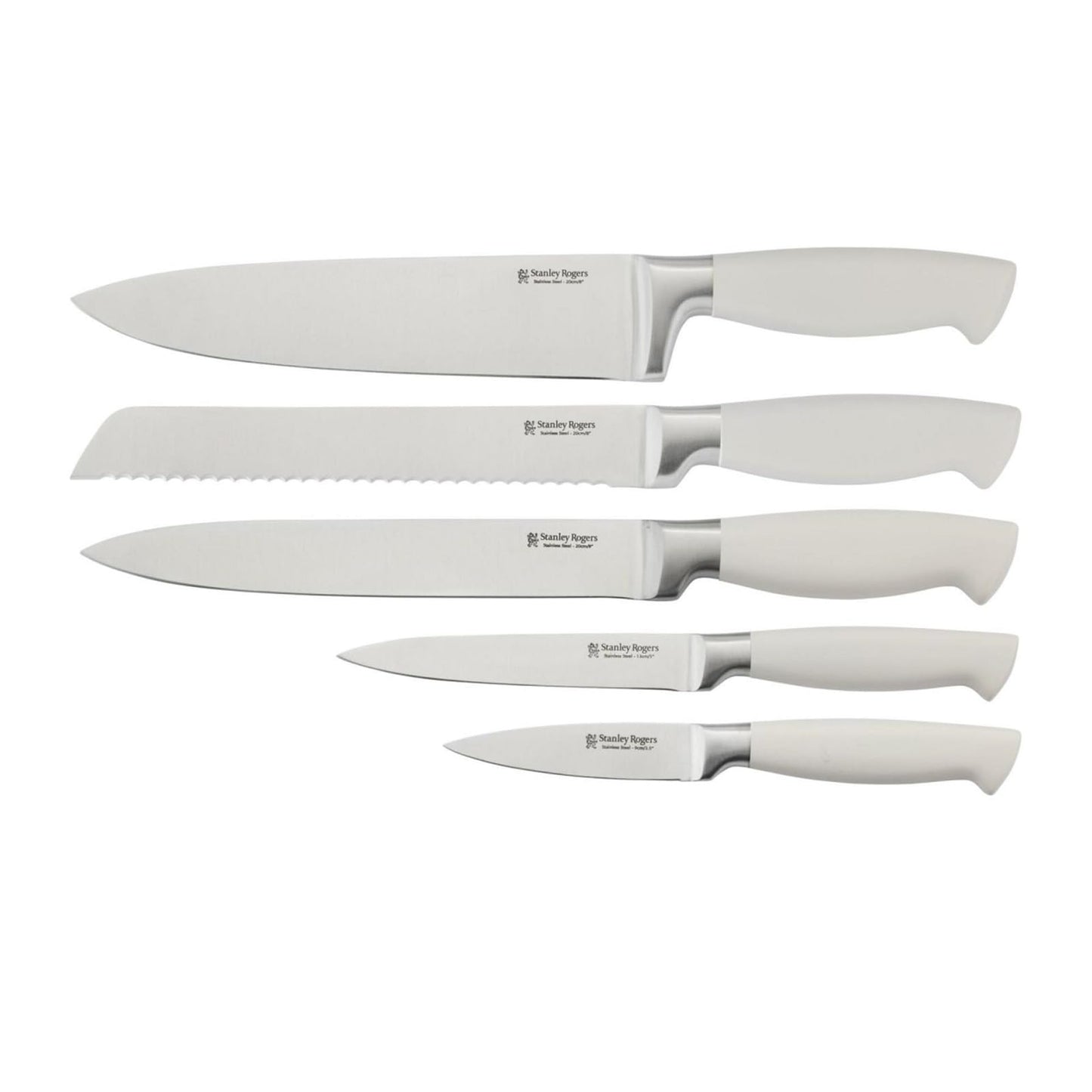 Stanley Rogers White Oval Knife 6-Piece Cutlery Block Set for Kitchen NEW