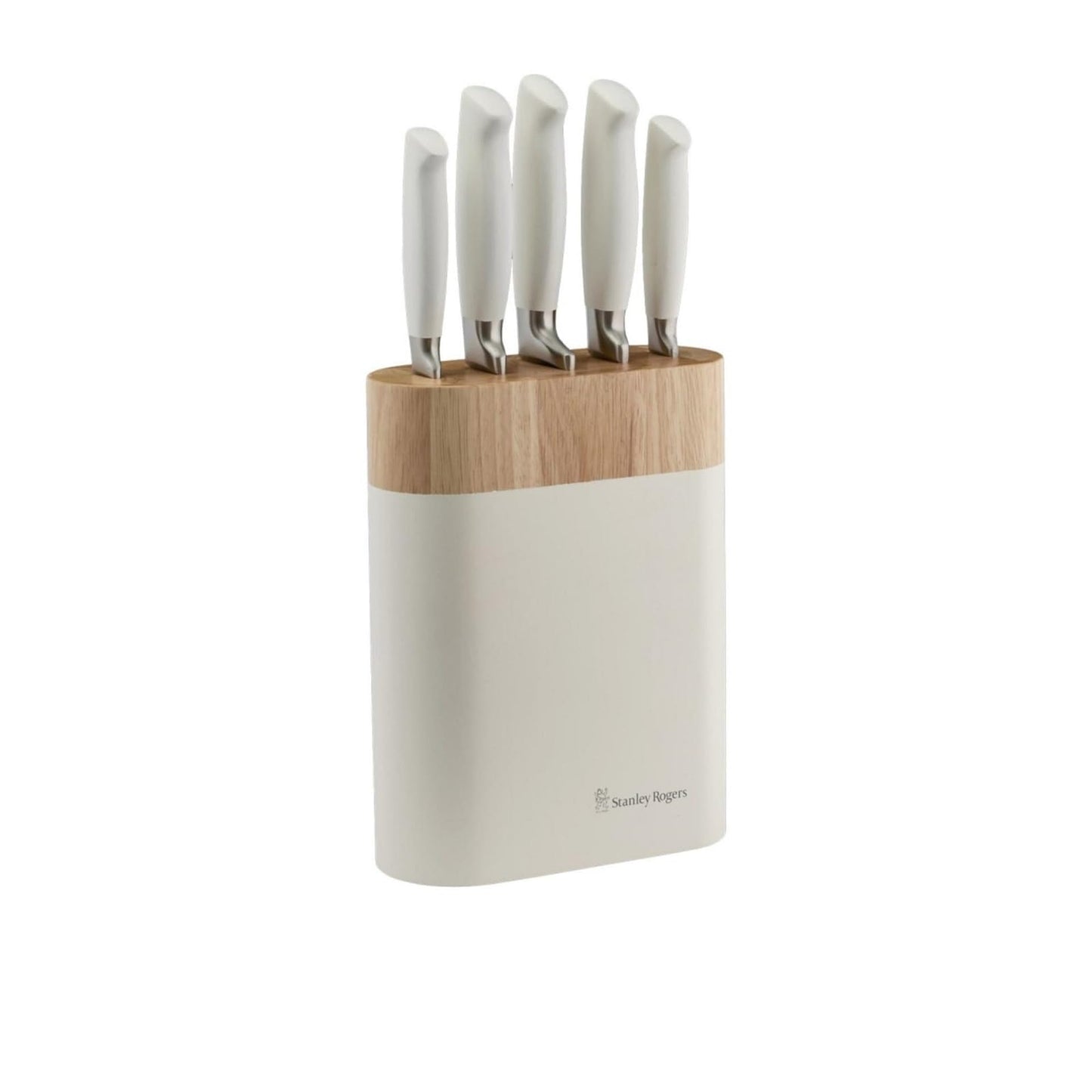 Stanley Rogers White Oval Knife 6-Piece Cutlery Block Set for Kitchen NEW