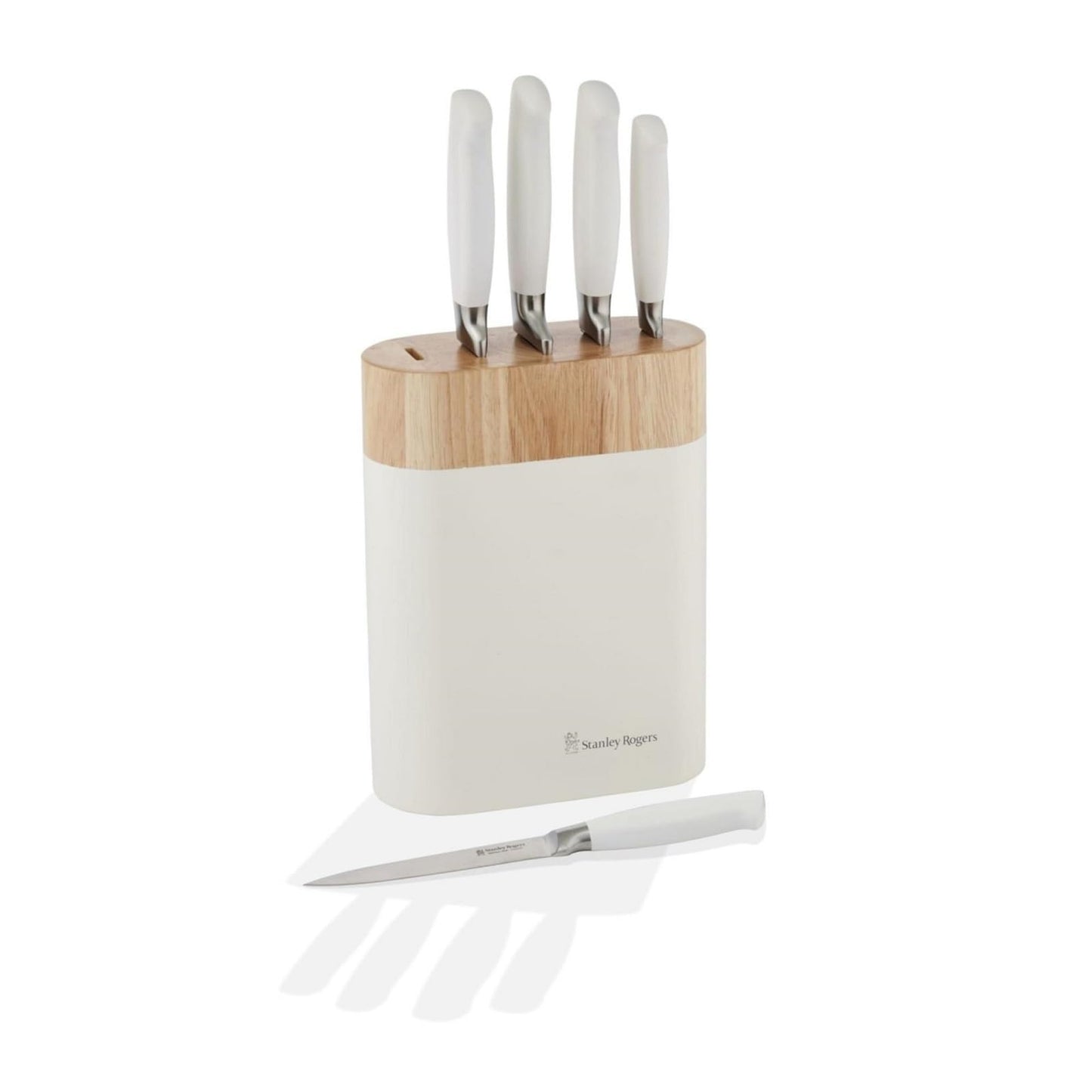Stanley Rogers White Oval Knife 6-Piece Cutlery Block Set for Kitchen NEW