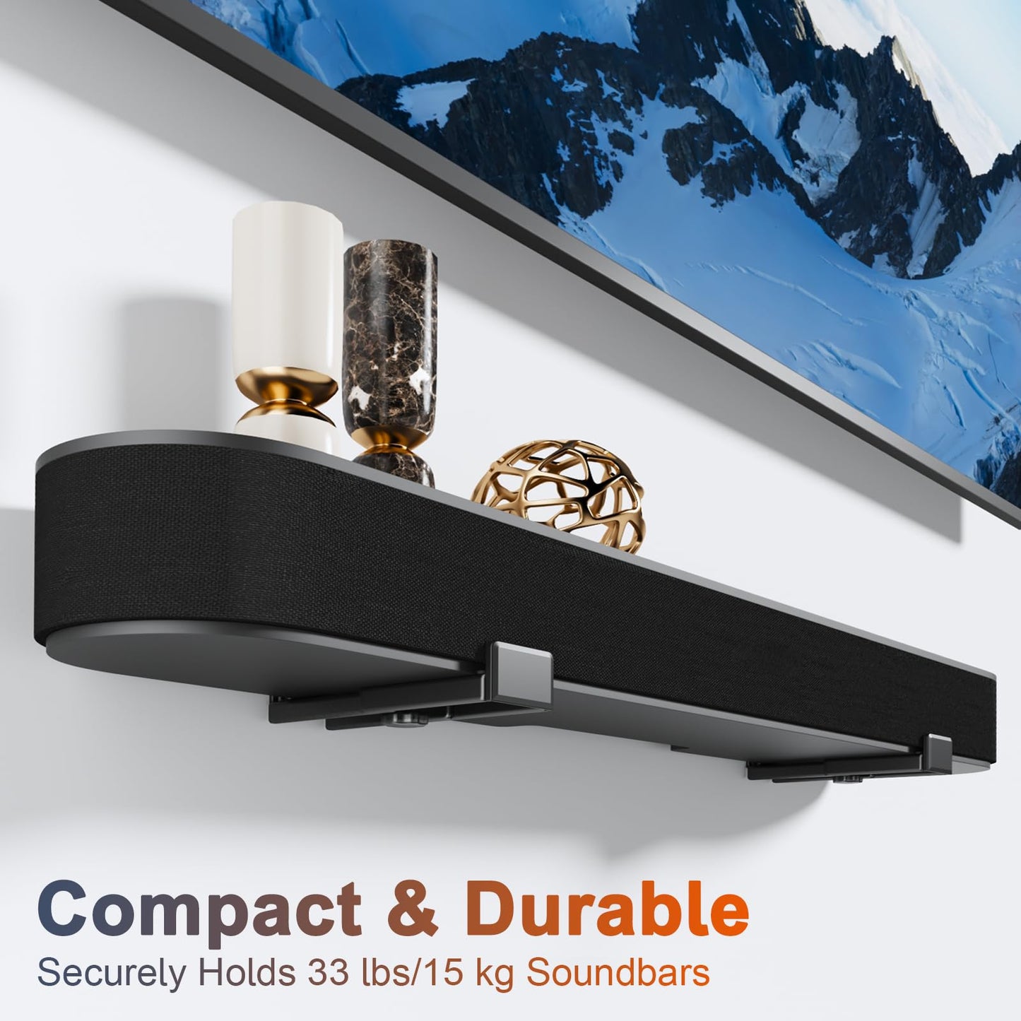 Universal Soundbar Wall Mount Dual Brackets for Most Mounts in Black NEW