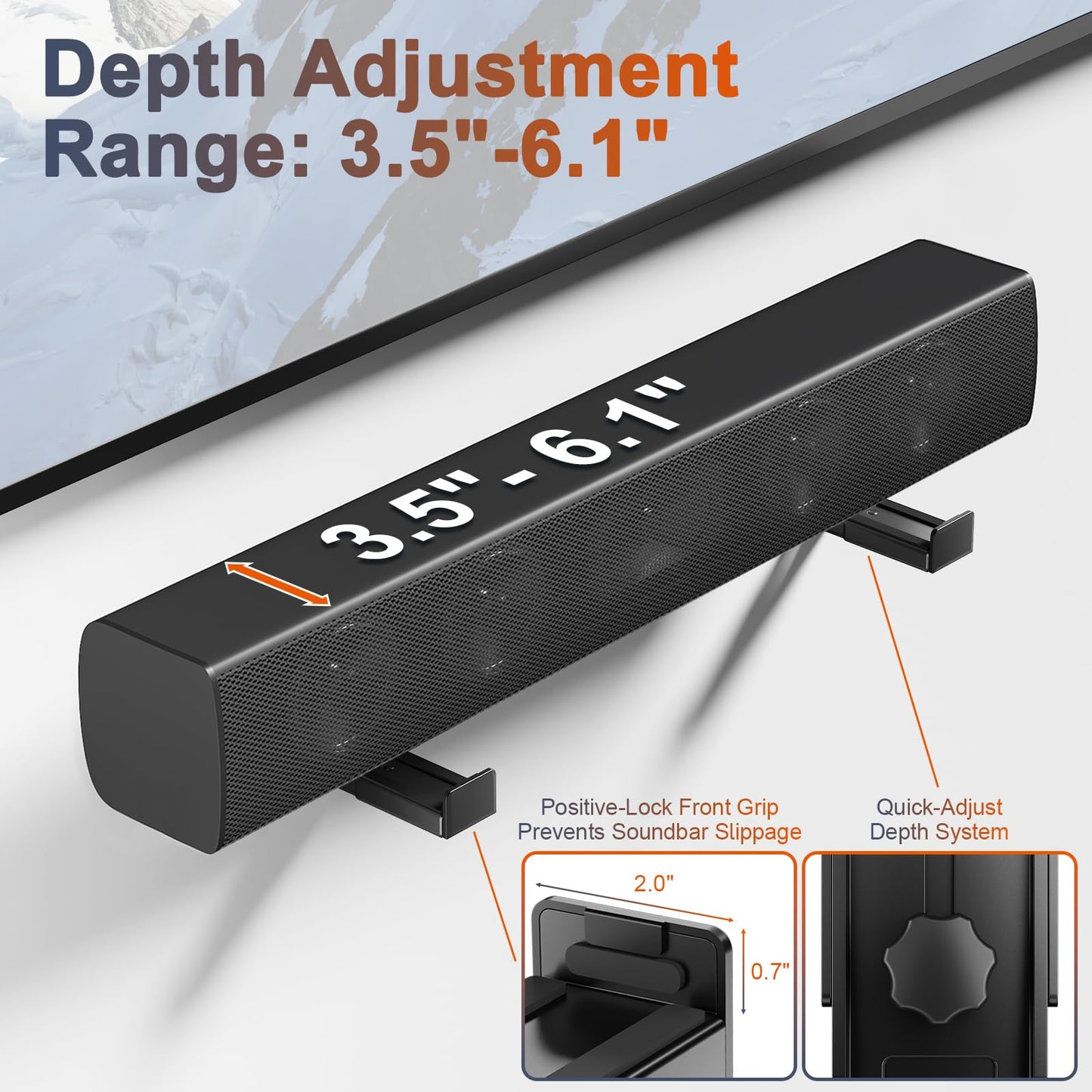 Universal Soundbar Wall Mount Dual Brackets for Most Mounts in Black NEW
