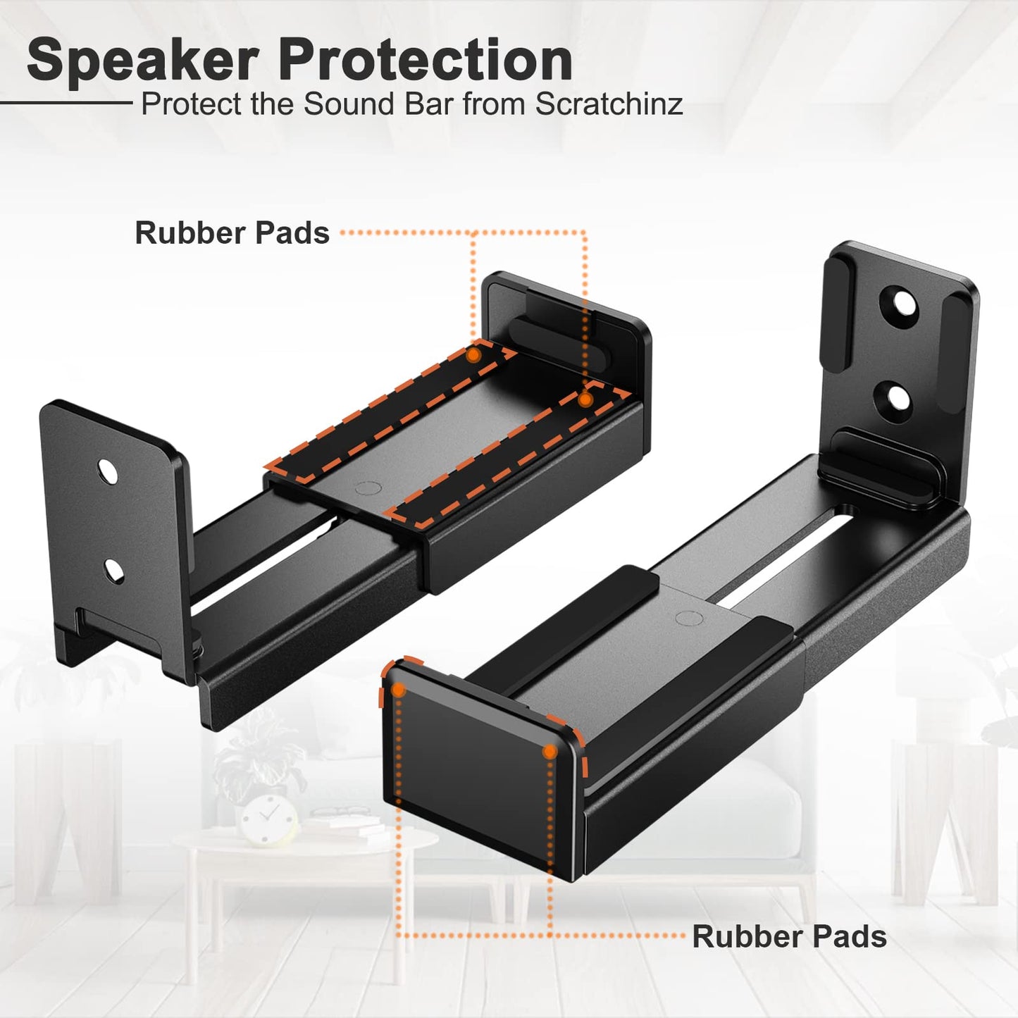 Universal Soundbar Wall Mount Dual Brackets for Most Mounts in Black NEW