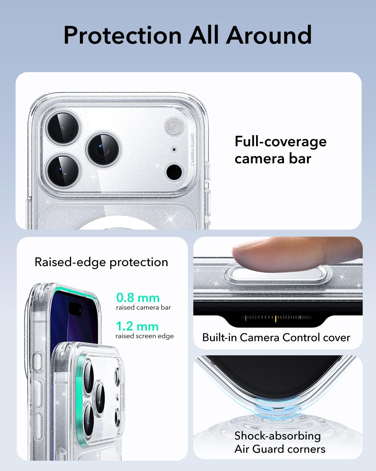 ESR Clear Shimmer Protective Phone Case for iPhone 17 Pro Max - 6.9" DEMO