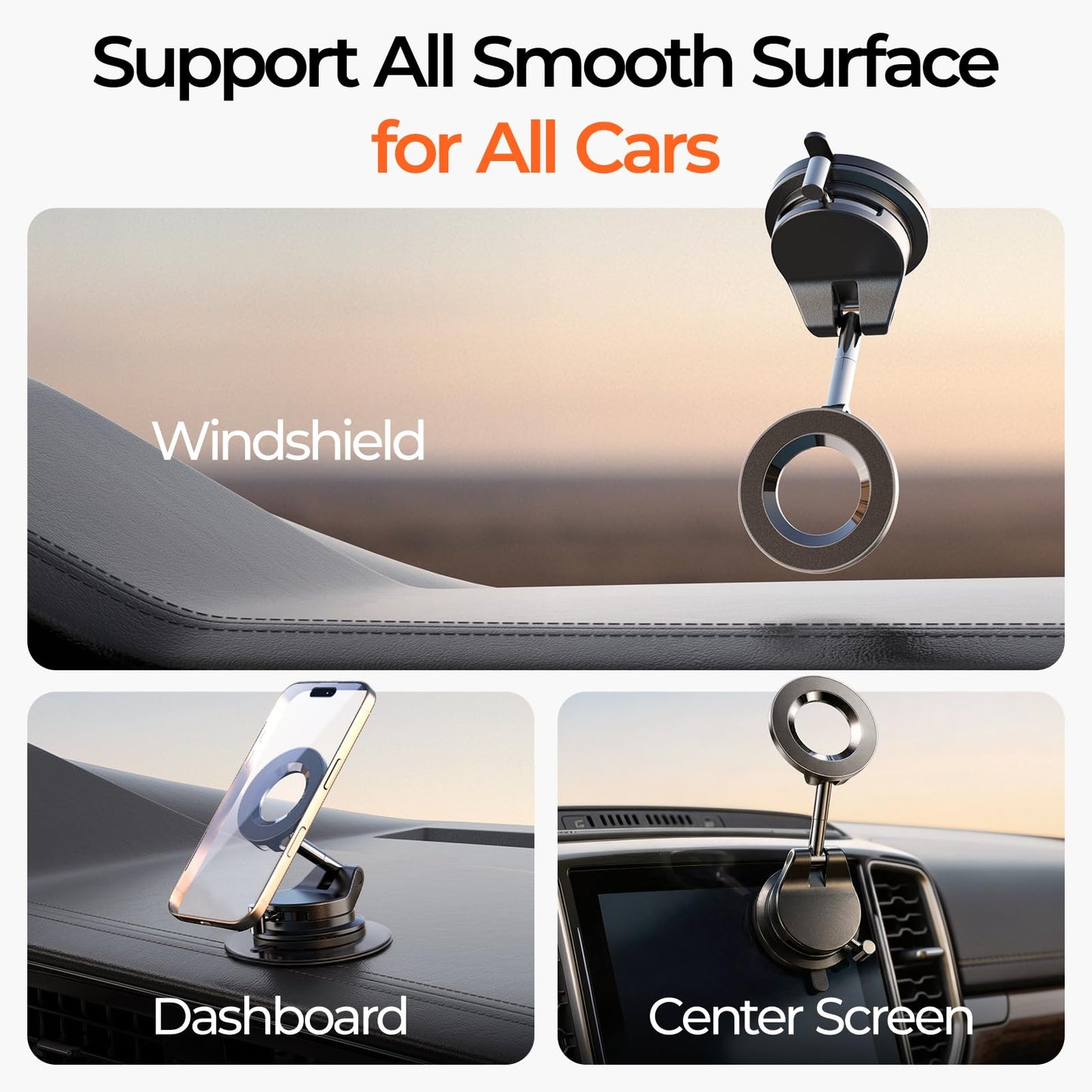 LISEN Magnetic Dash-Mounted Holders Car Mount Dash Holder Strongest Black NEW