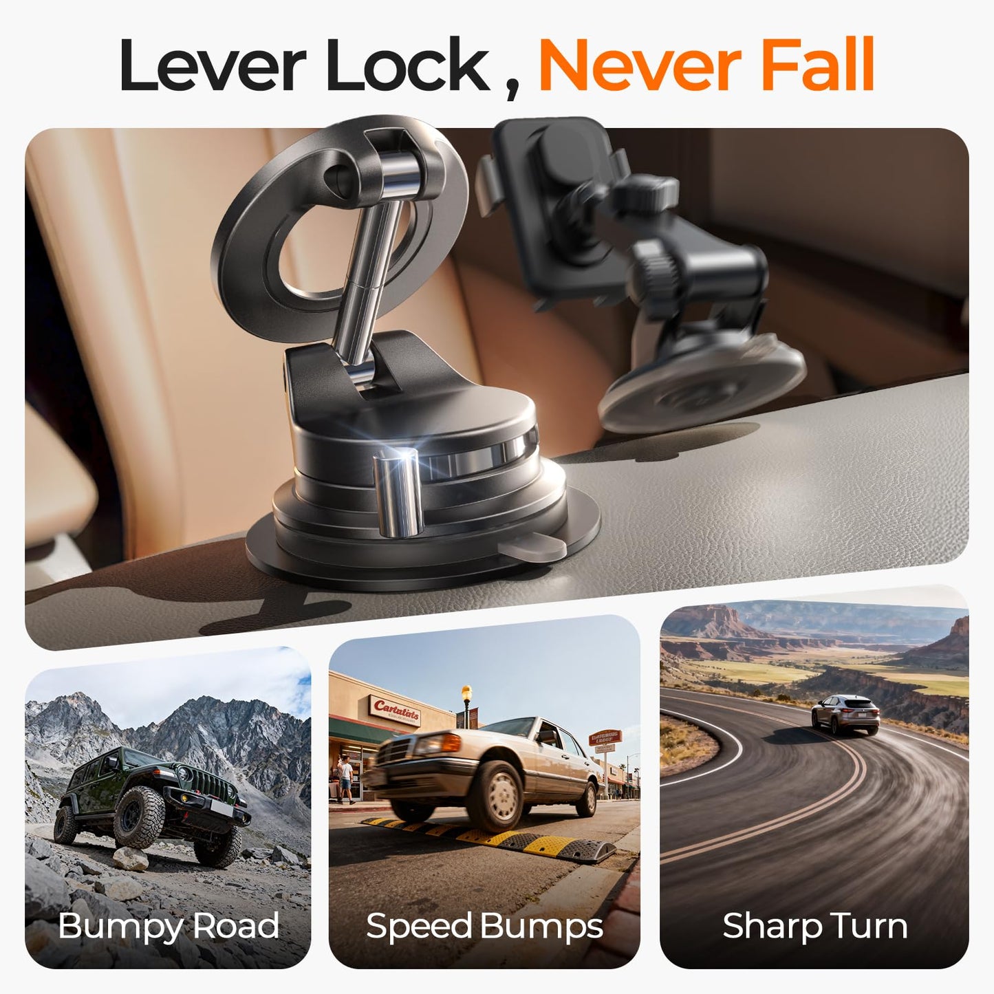 LISEN Magnetic Dash-Mounted Holders Car Mount Dash Holder Strongest Black NEW