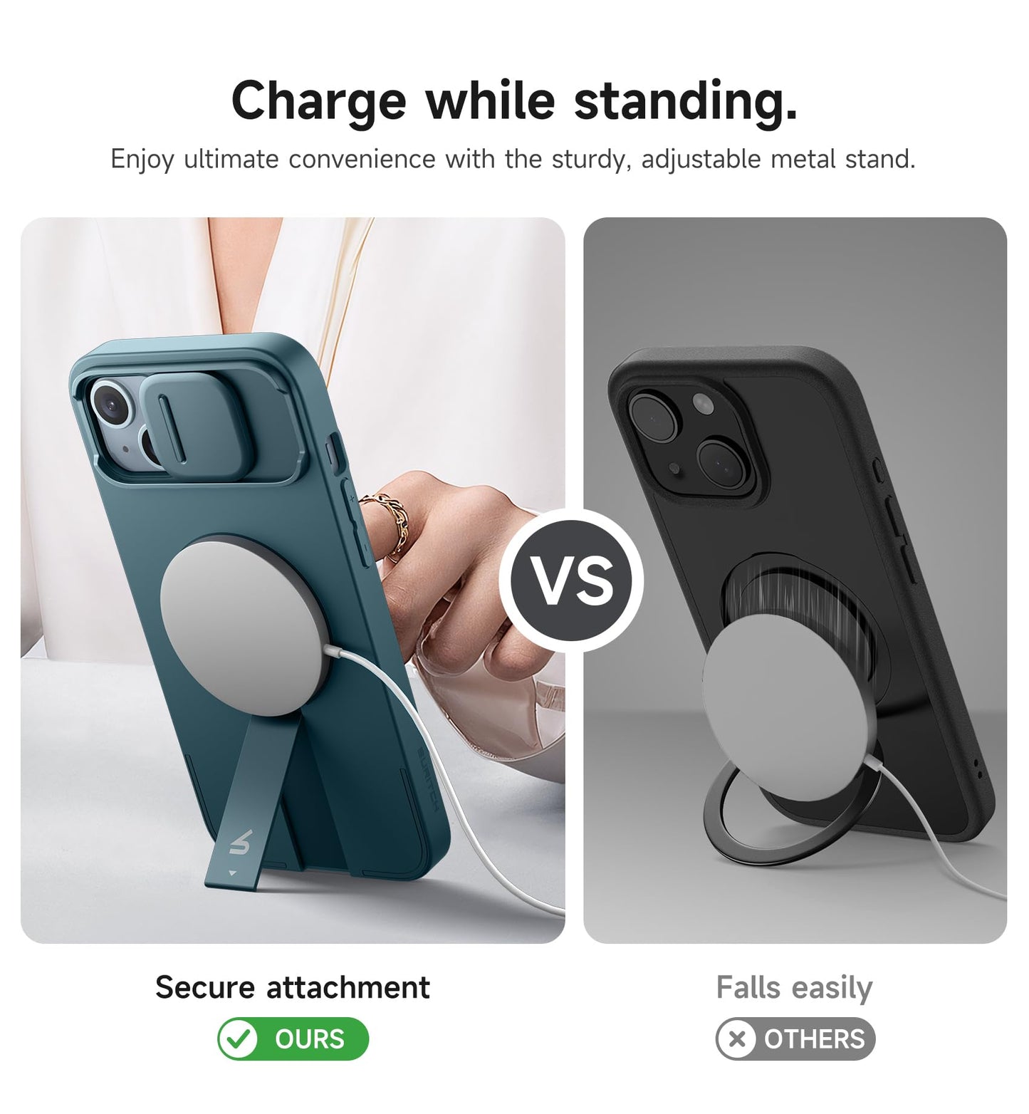 SURITCH iPhone 14 Plus Phone Case Magnetic Camera Slide Cover Lake Green DEMO