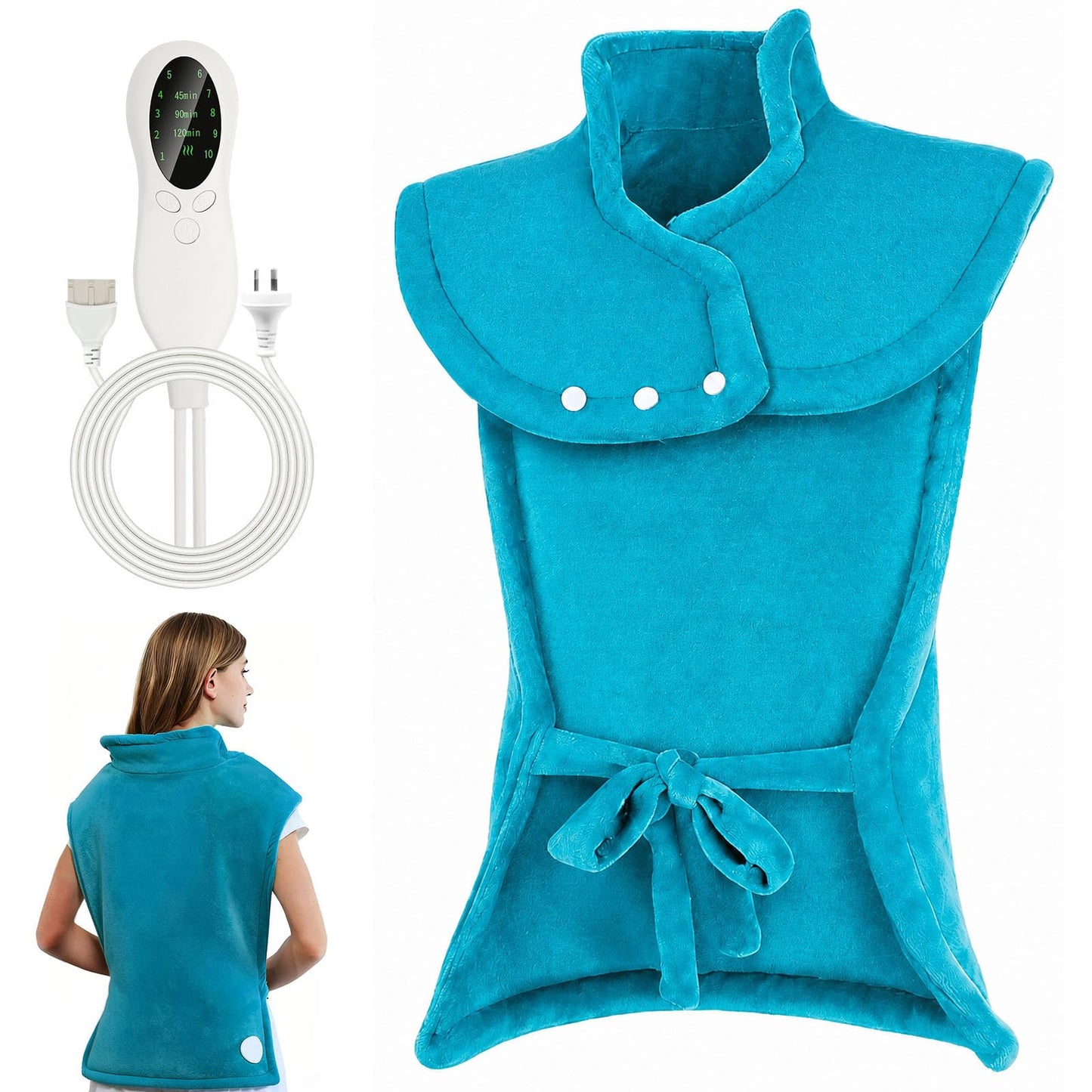 Teal Blue Electric Heating Pad for Soothing Back, Neck & Muscle Pain Relief DEMO