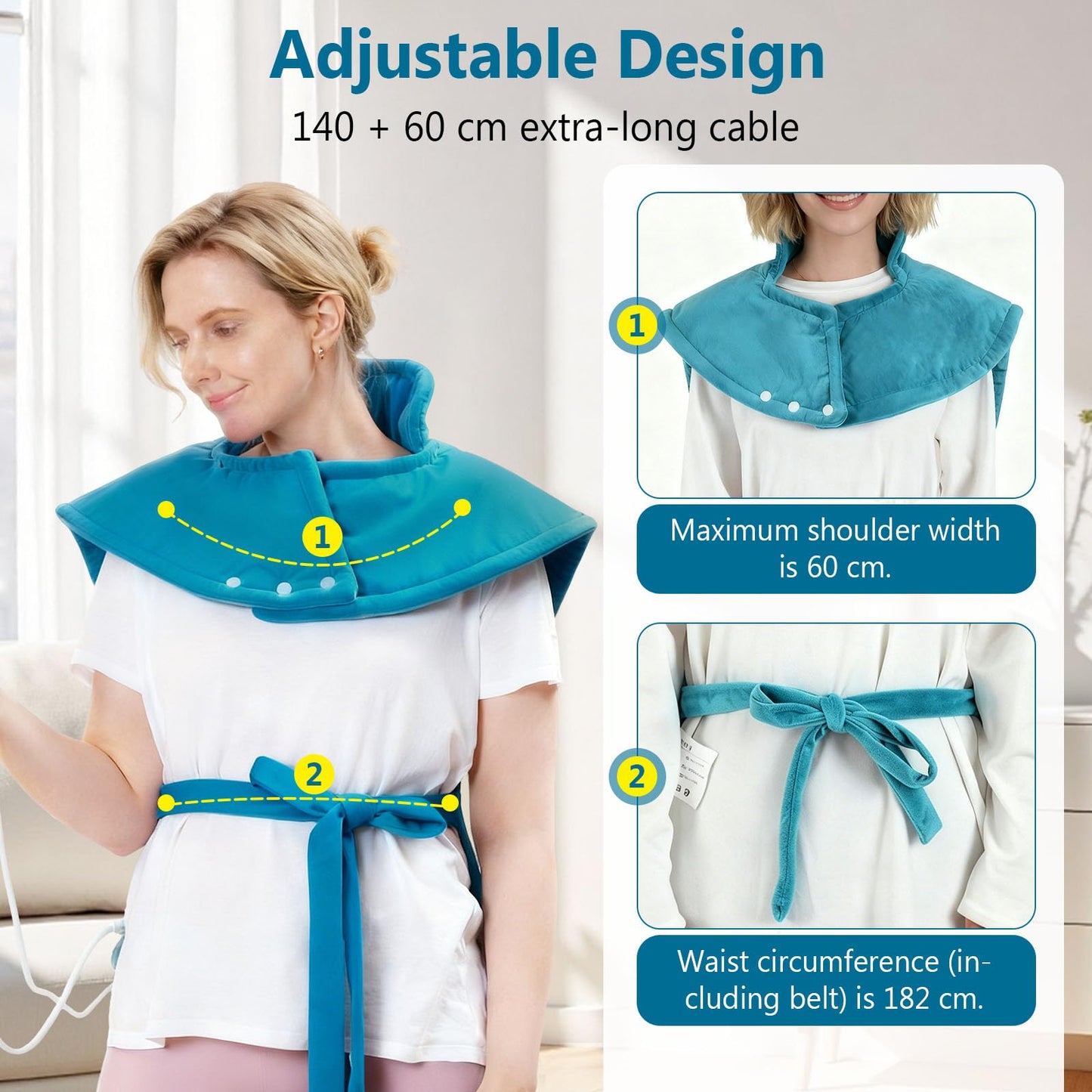 Teal Blue Electric Heating Pad for Soothing Back, Neck & Muscle Pain Relief DEMO