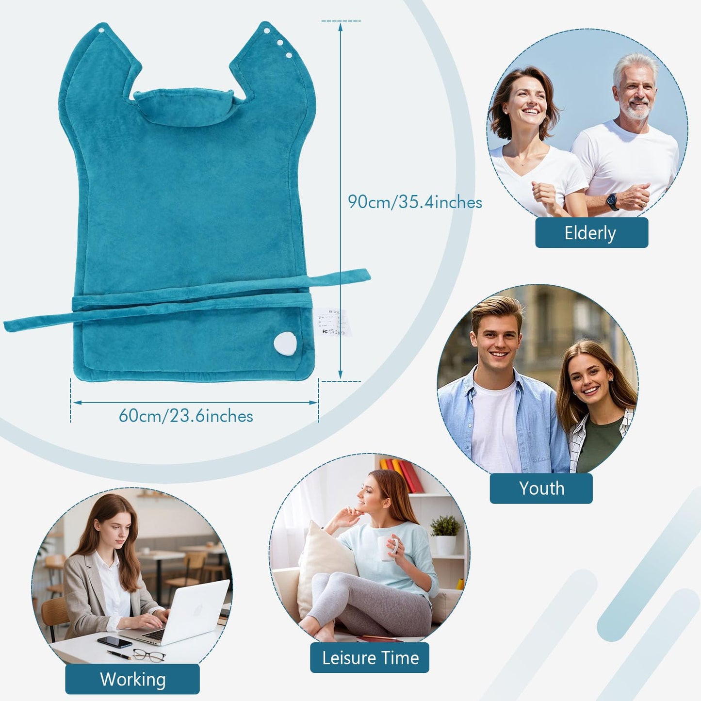 Teal Blue Electric Heating Pad for Soothing Back, Neck & Muscle Pain Relief DEMO