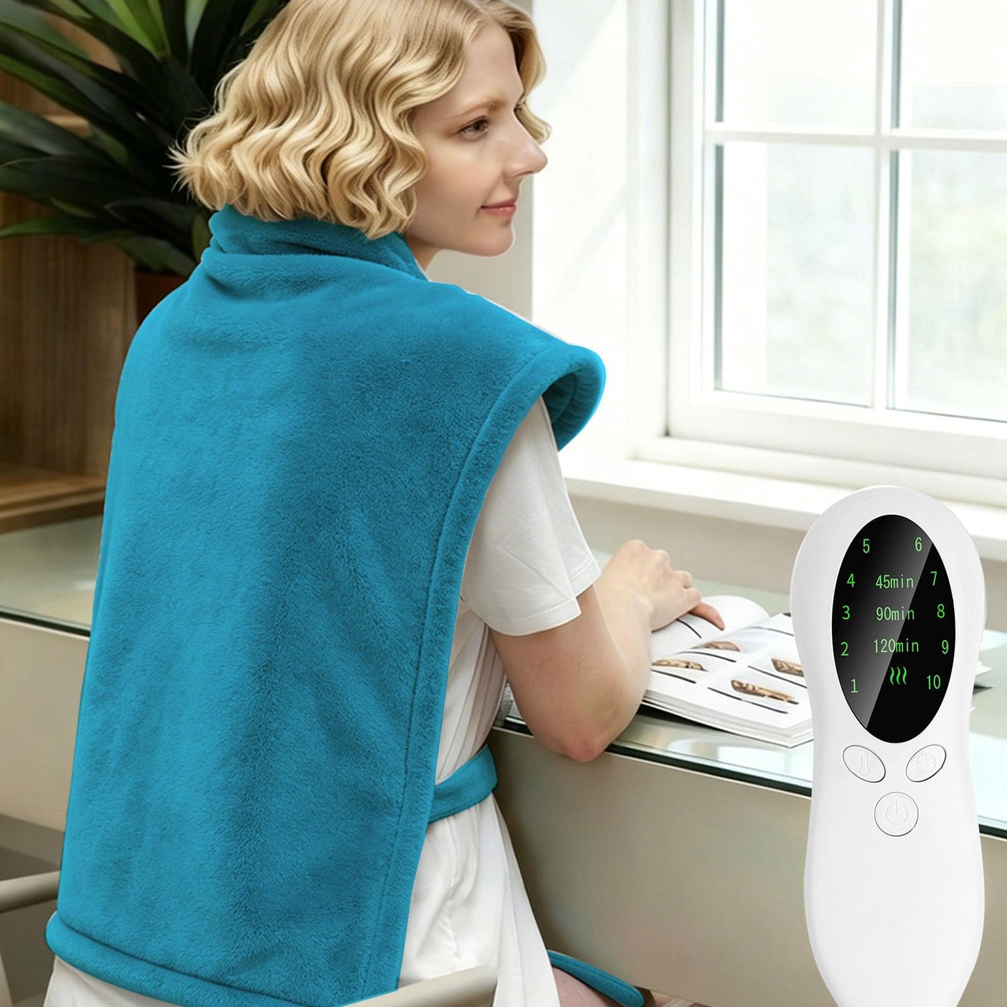 Teal Blue Electric Heating Pad for Soothing Back, Neck & Muscle Pain Relief DEMO