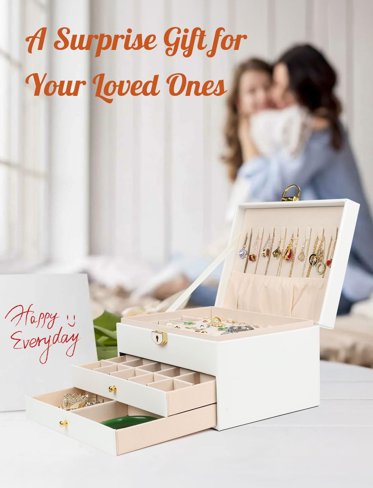 Large 3-Layer Jewellery Box Organizer with Faux Leather Storage Case in NEW