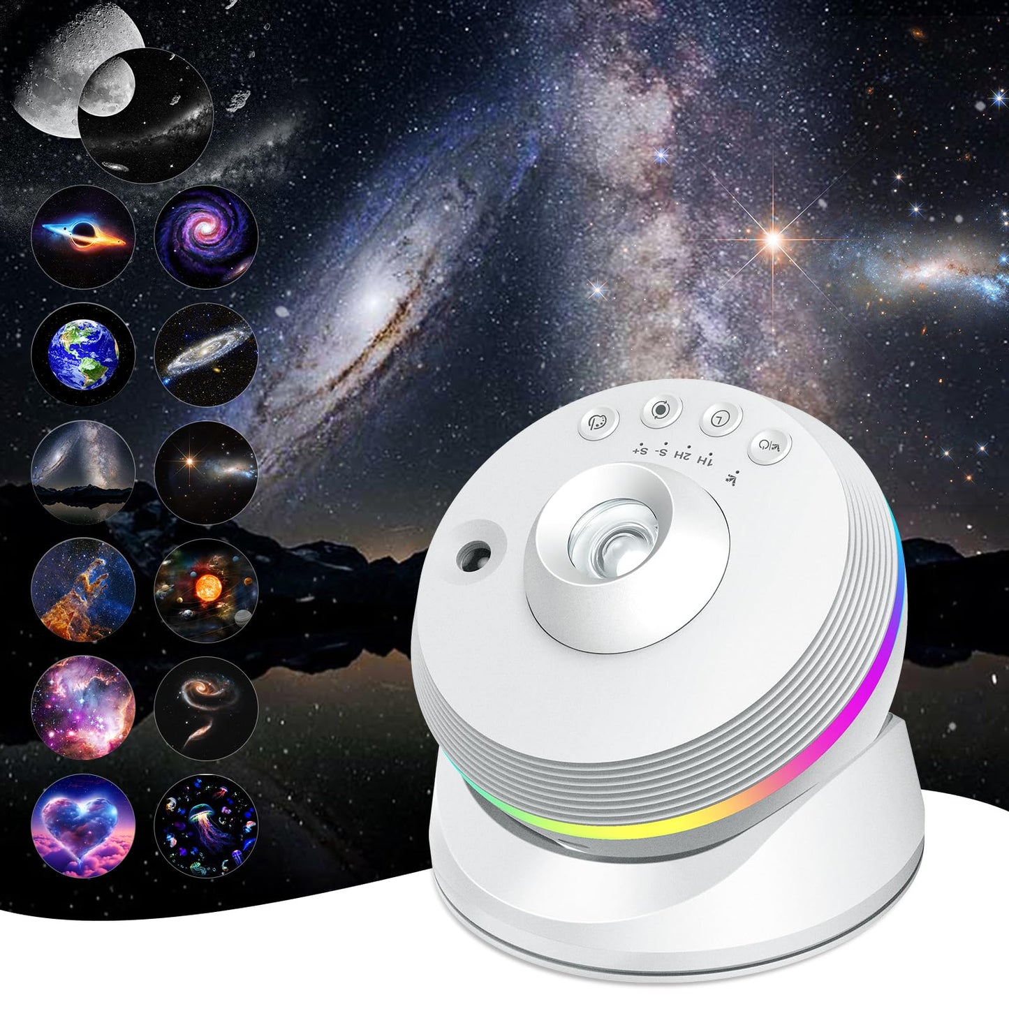 4K HD Planetarium Star Projector 360° Rotating Night Light for Home, White NEW