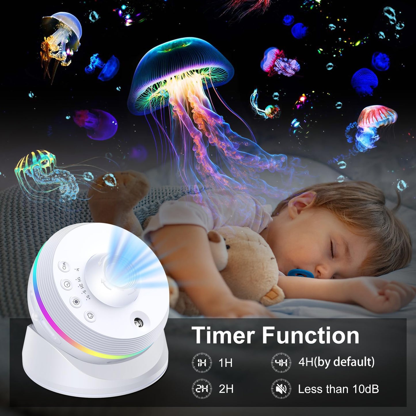 4K HD Planetarium Star Projector 360° Rotating Night Light for Home, White NEW