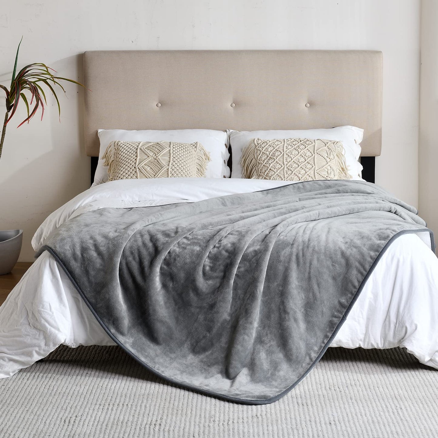 Soft Grey Bed Blankets Plush Waterproof Bed Blanket Cozy Throw, 60x80 inches NEW