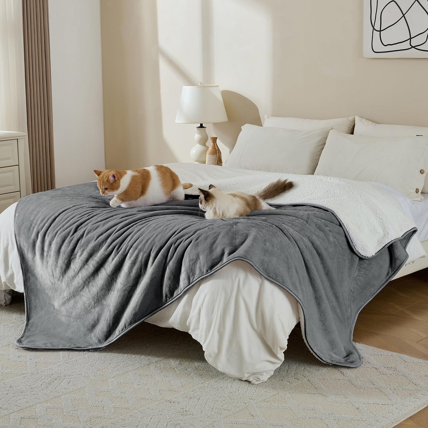 Soft Grey Bed Blankets Plush Waterproof Bed Blanket Cozy Throw, 60x80 inches NEW
