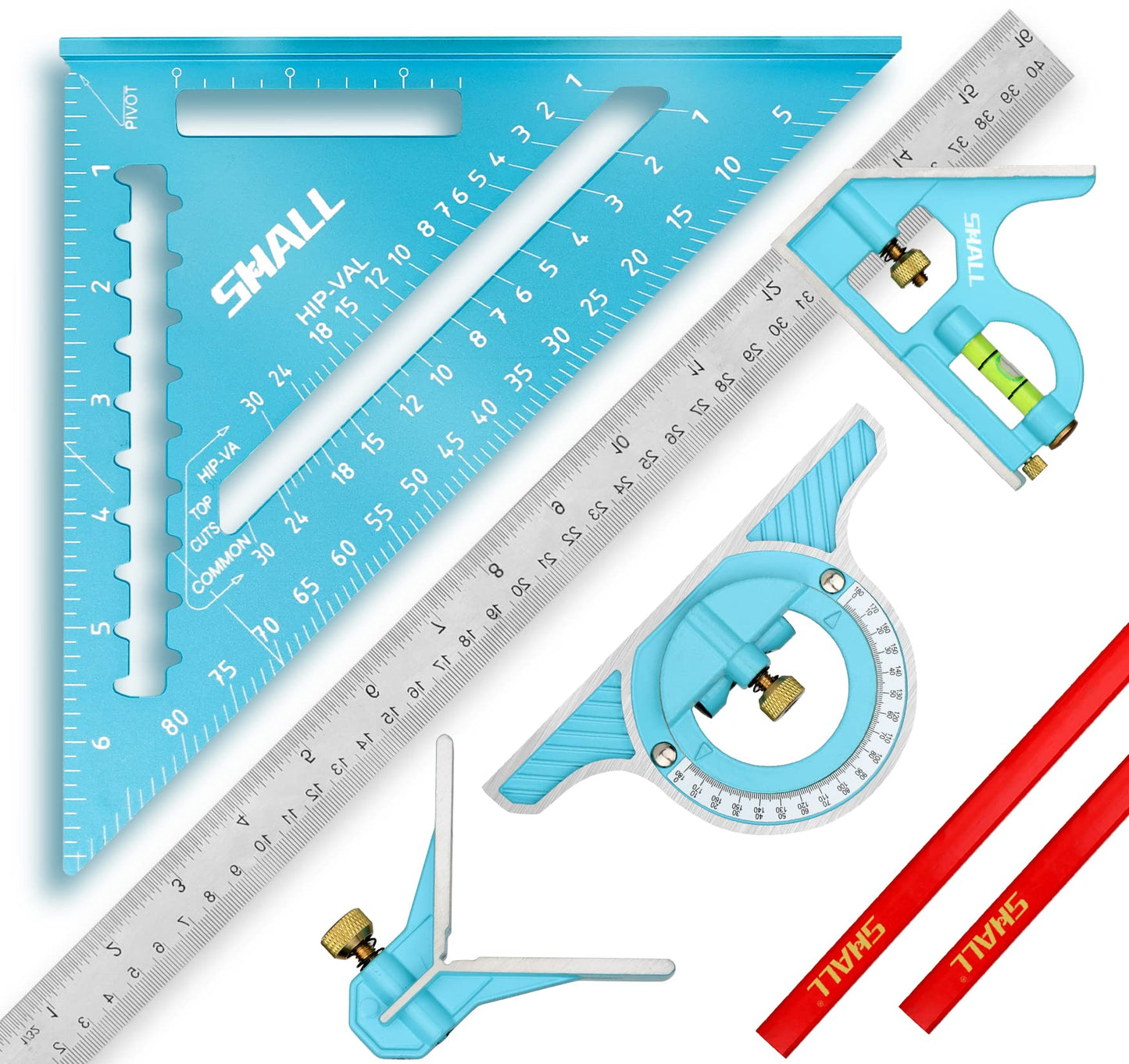 Shall 7 Inch Aluminum Alloy Carpenter Square Frame Ruler Tool Set Blue DEMO