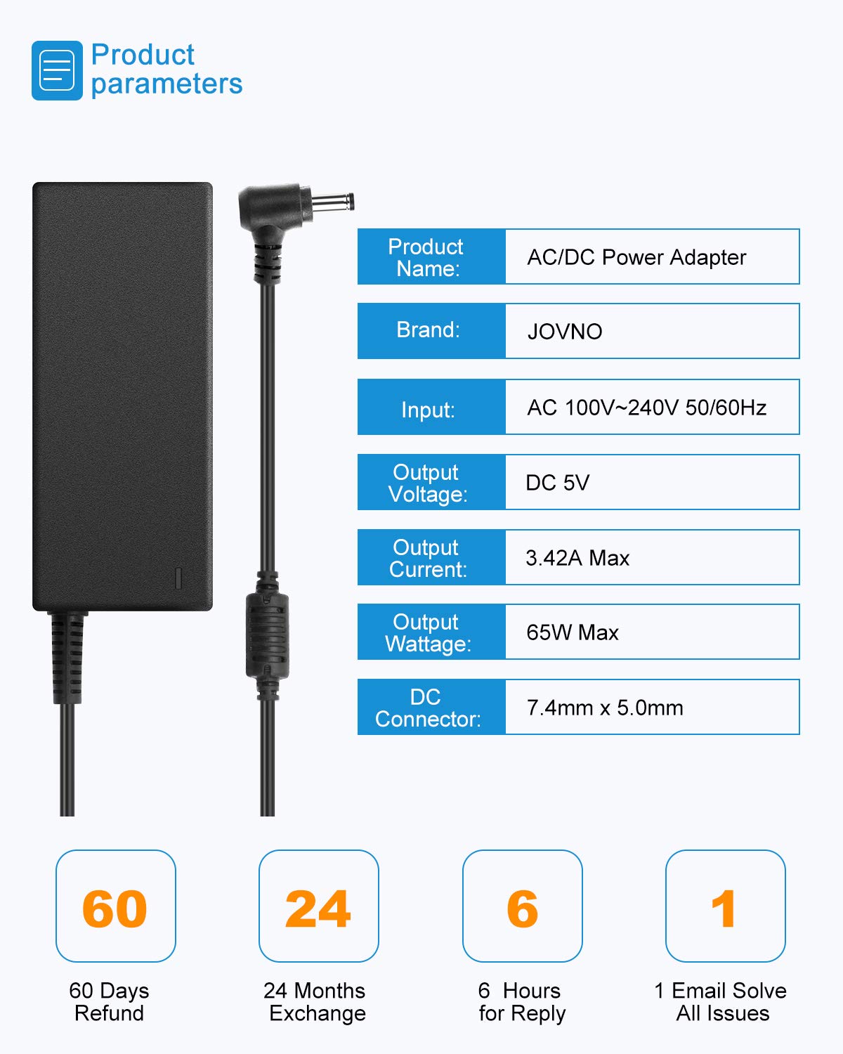 65W Black AC Adapters AC Adapter Power Supply for 19V LCD LED Monitor DEMO
