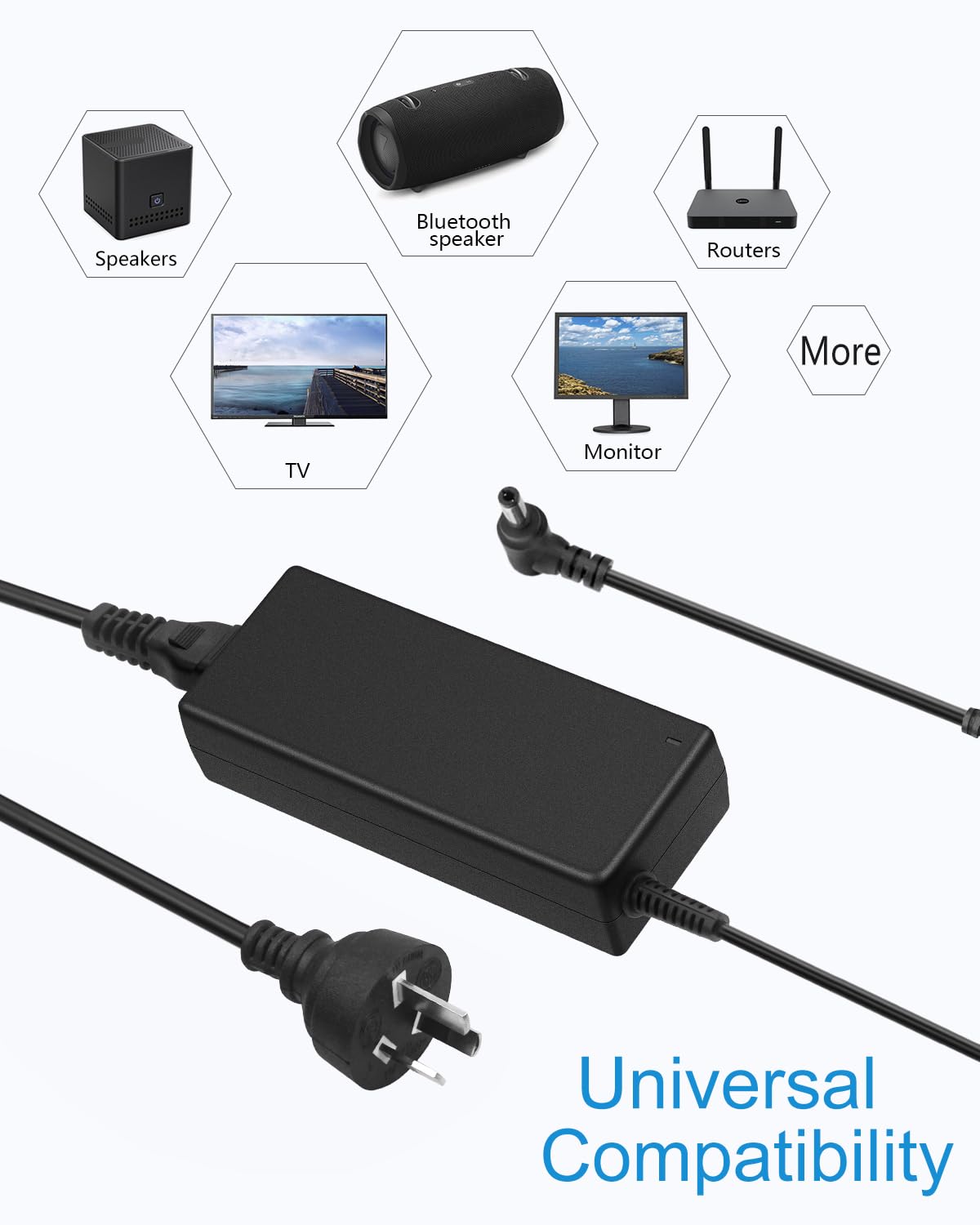65W Black AC Adapters AC Adapter Power Supply for 19V LCD LED Monitor DEMO