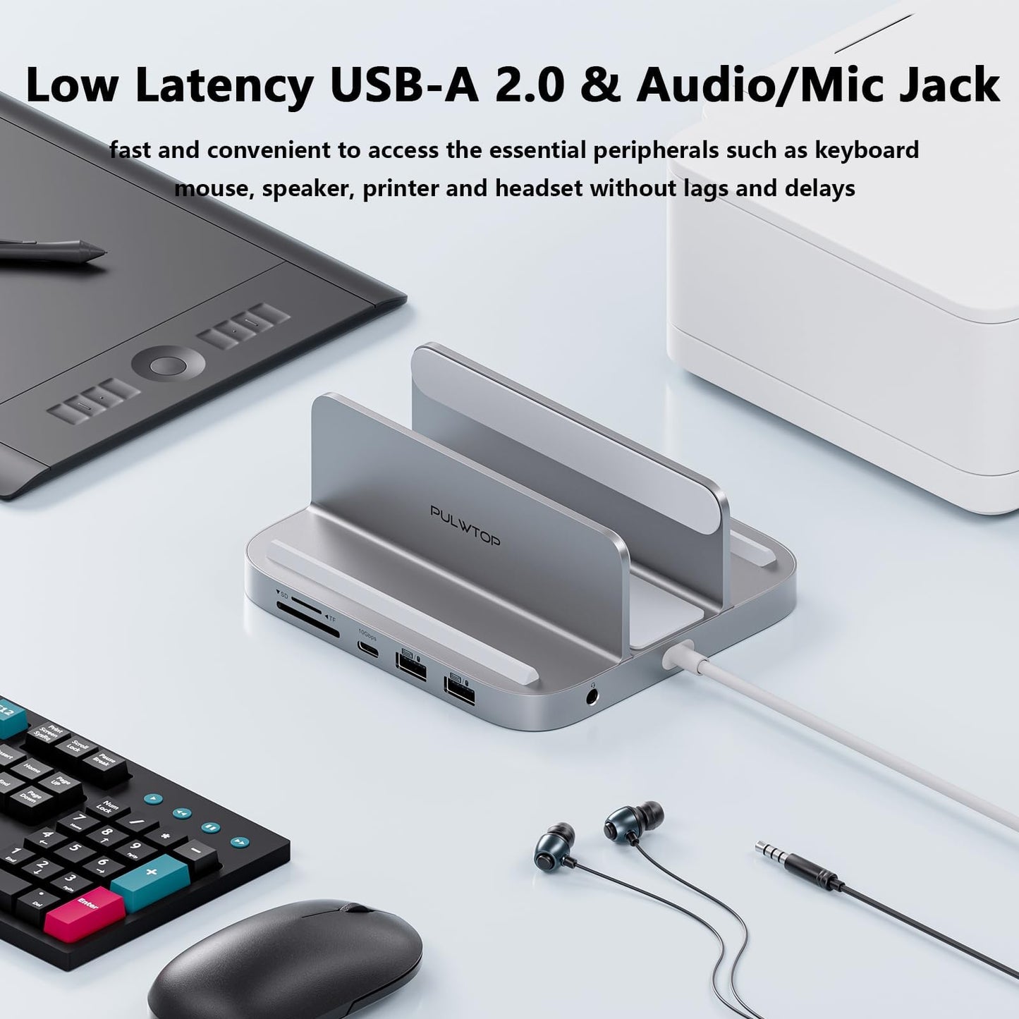 PULWTOP 4TB USB Hubs M.2 NVMe SSD Enclosure USB Hub for Mac mini, Silver DEMO