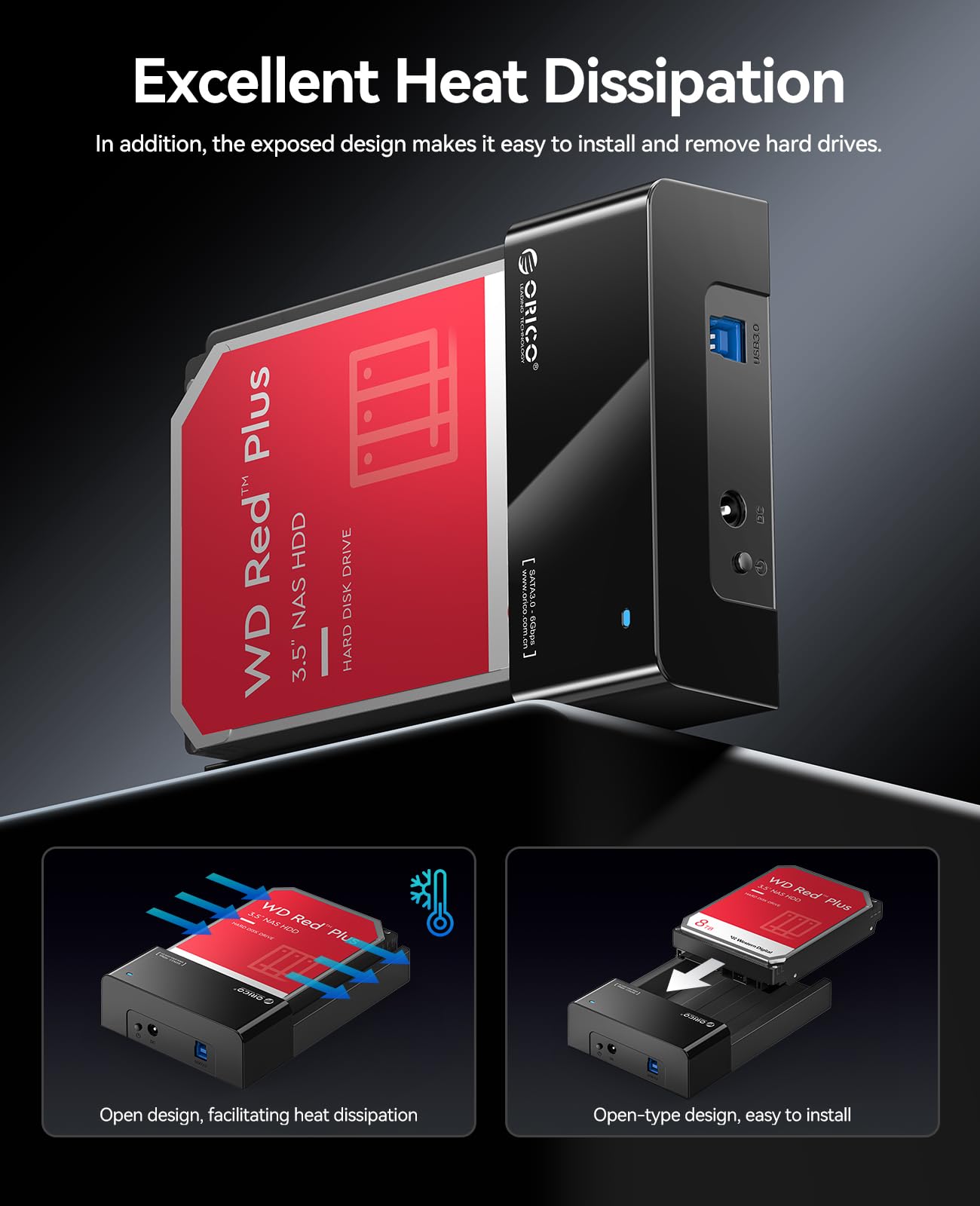 ORICO Lay-Flat USB 3.0 UASP Docking Station for Laptops & Desktops, Black DEMO