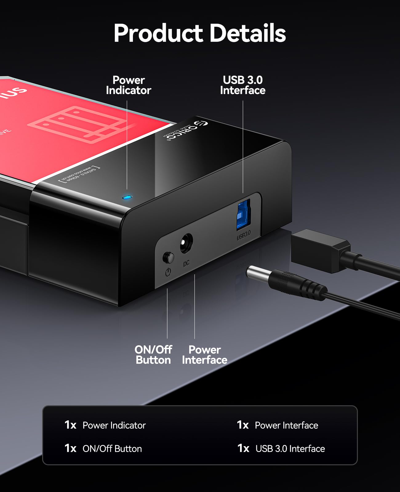 ORICO Lay-Flat USB 3.0 UASP Docking Station for Laptops & Desktops, Black DEMO