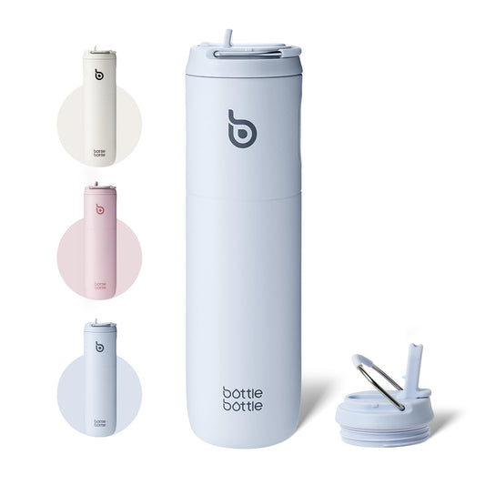 BOTTLEBOTTLE 24oz Insulated Sports Water Bottle with Straw Lid and Handle NEW