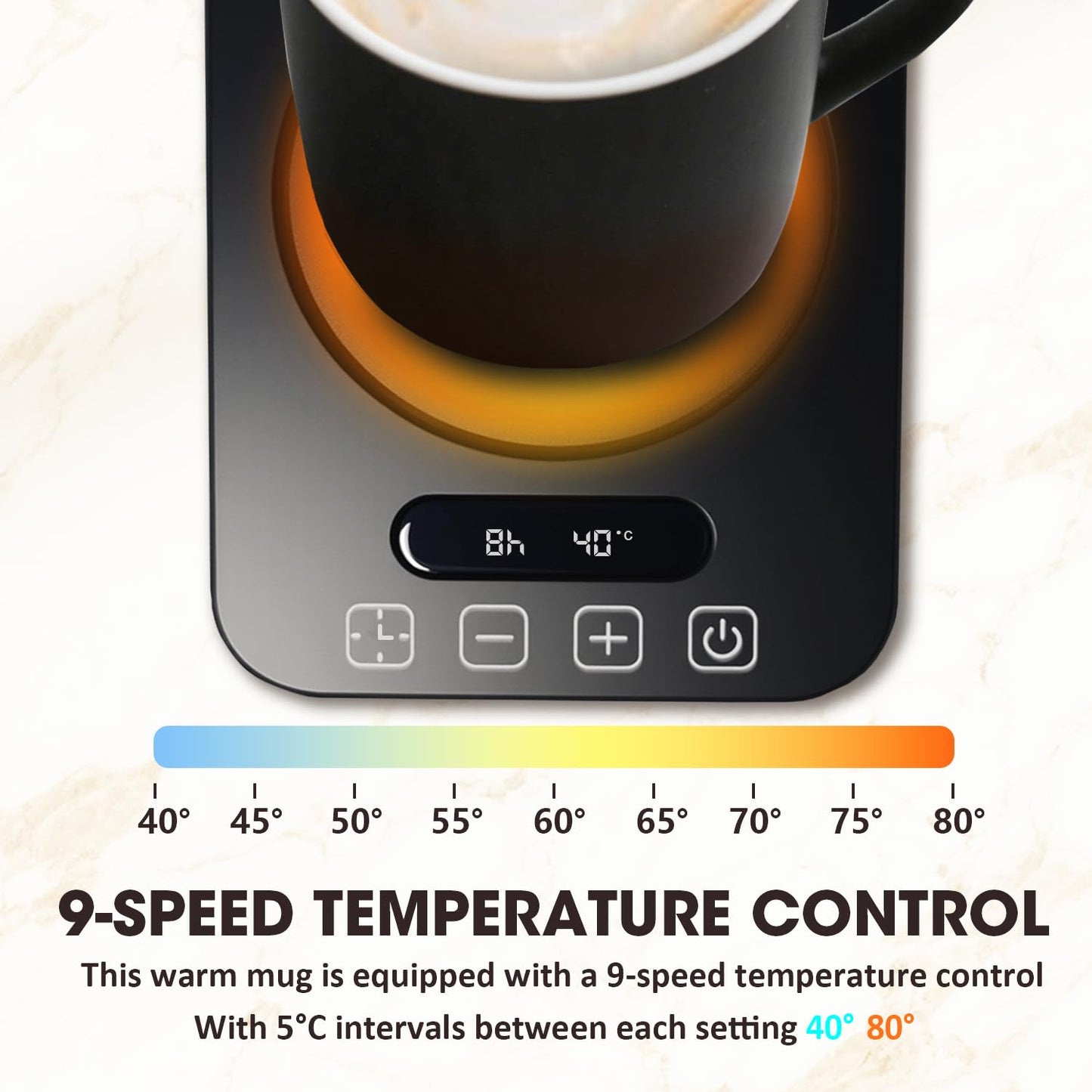 WEKUBA Black Coffee & Tea Accessories Mug Warmer with Adjustable DEMO