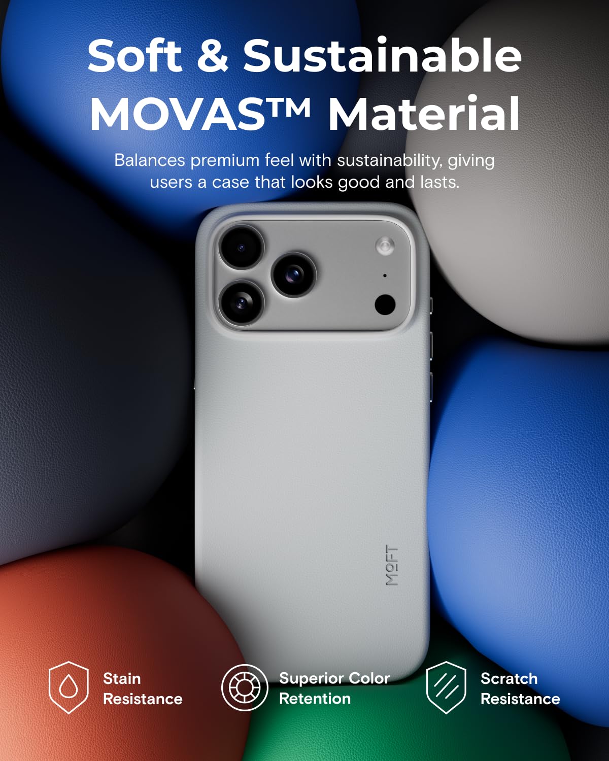 MOFT Snap-On Vegan Leather Phone Case for iPhone 17 Pro Max Misty Cove DEMO