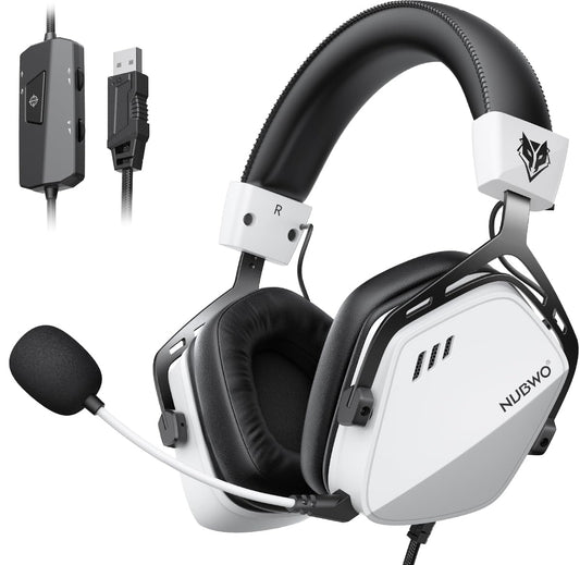 NUBWO USB Gaming Headset 7.1 Surround Sound Wired Headphones White & Black DEMO